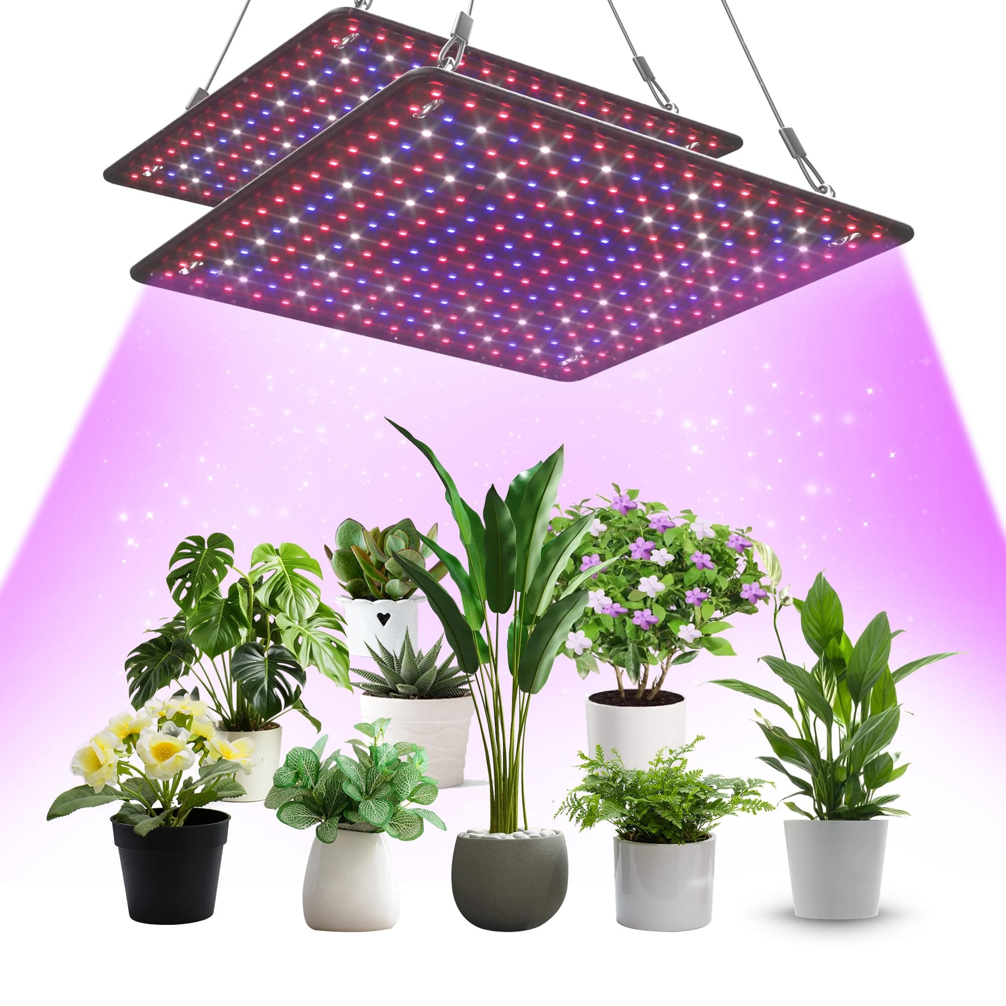 LED Plant Light Panel for Indoor Plants Full Spectrum with White Blue Red UV IR LEDs for 2x2ft Coverage Grow Tent Greenhouse Vegetables and Flowers Succulent Plants