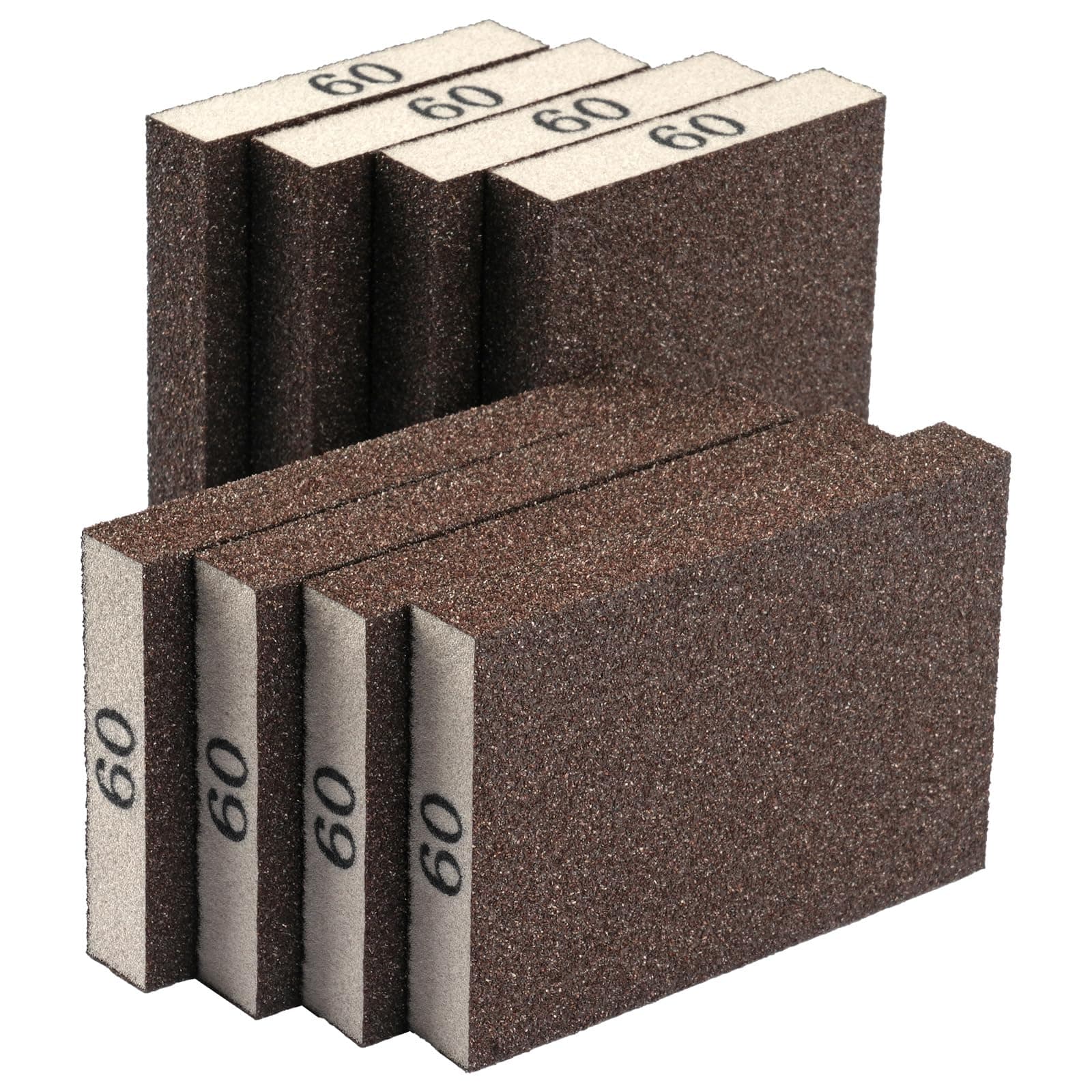 8 Pack Sanding Sponge, Sanding Blocks 60 Grit Assortment, Sand Paper for Wood Furniture, Sander Pads, Washable and Reusable Sandpaper for Drywall Metal Glasses Repair (60 Grit)