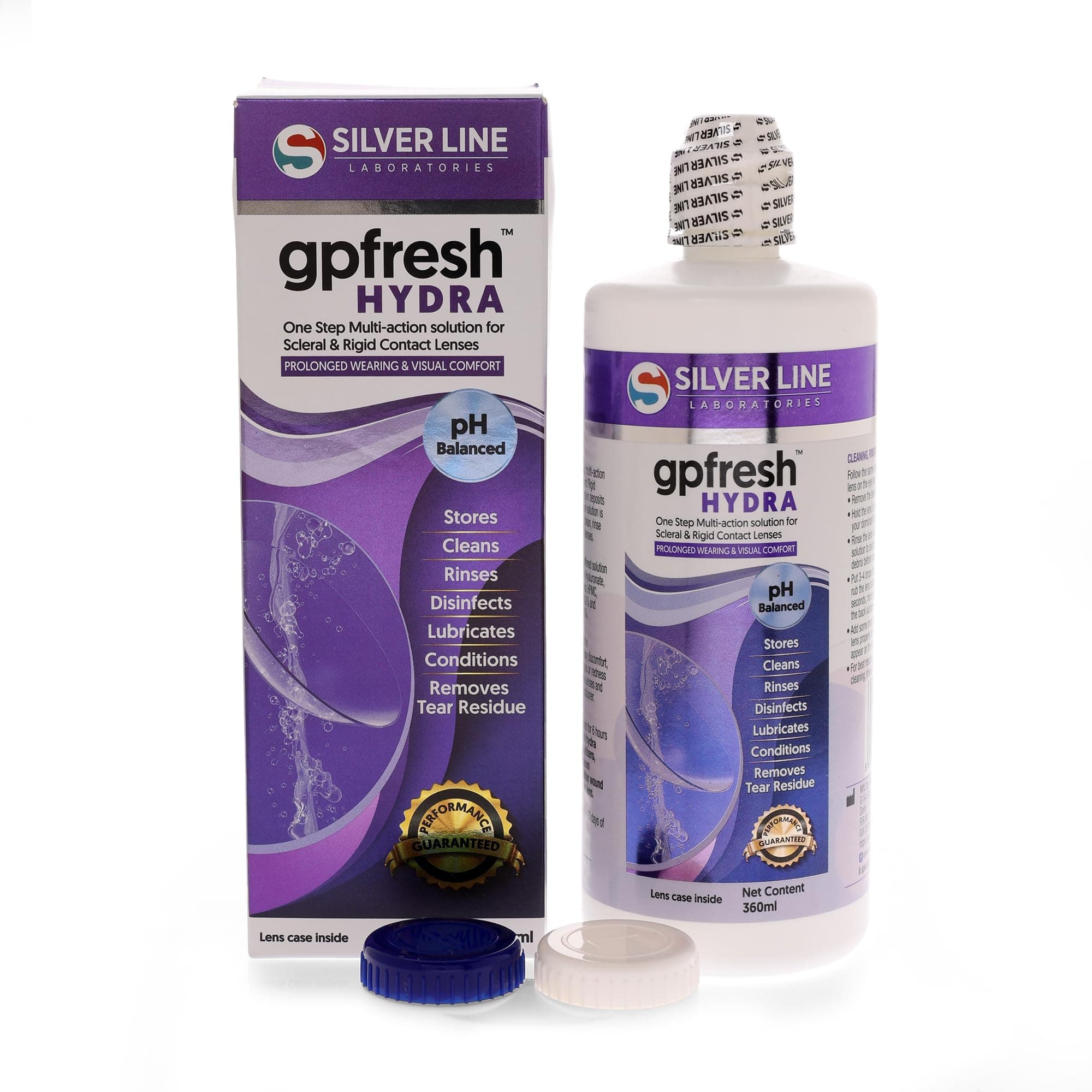 GP Fresh Hydra Lens Solution – 360ml Multi-Action Formula for RGP & Scleral Lenses | Clean, Disinfect, Condition & Moisturize | Silver Line Laboratories | 360 ML