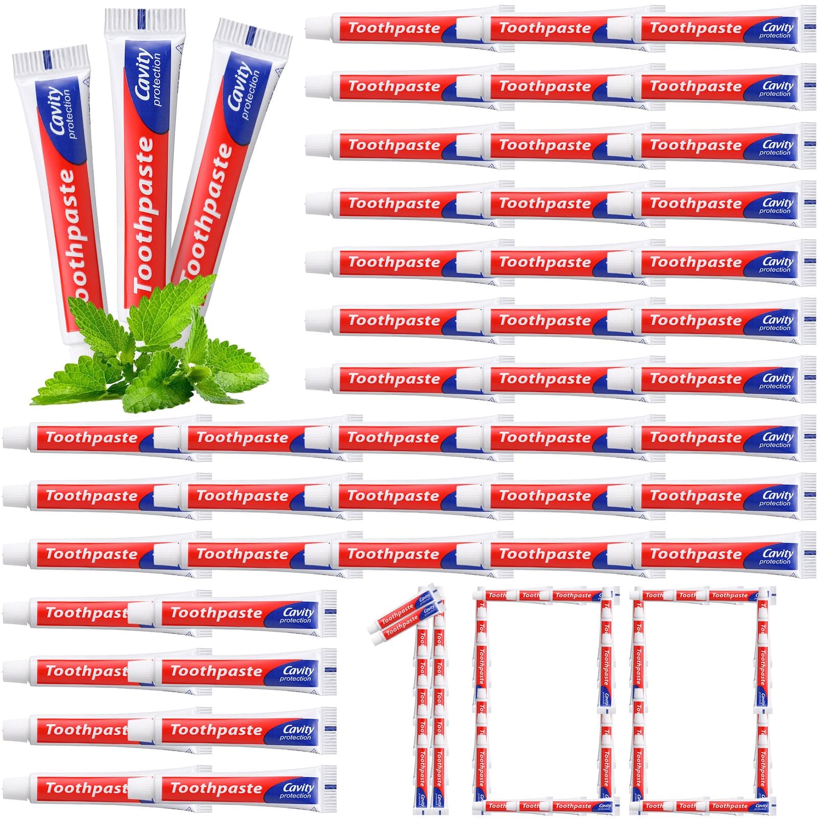 Mini Toothpaste Bulk Travel Size 0.35oz for Bad Breath, Helps Freshens Breath, Whitens Teeth Regular Disposable Mint Toothpaste for Home Hotel Office Camping