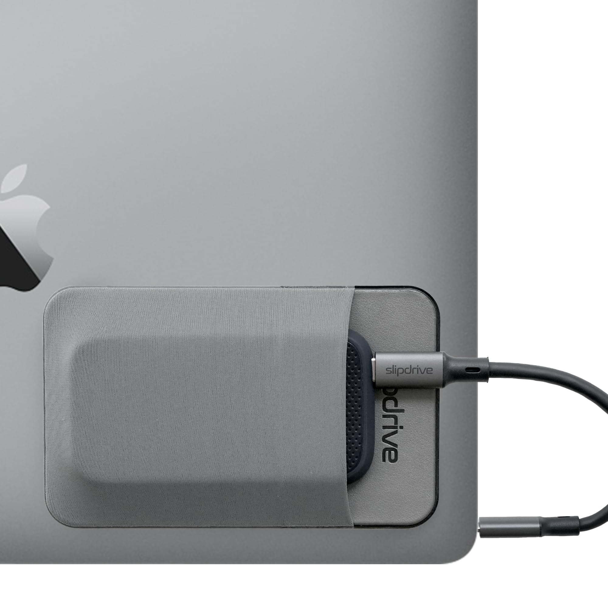 Slipdrive - Portable Hard Drive Sleeve for Laptop - SSD Solid State Drive - Reusable Adhesive - 5” x 3.2” Stick on External Hard Drive Carrying Case - Travel Pocket Pouch (Small, Gray)