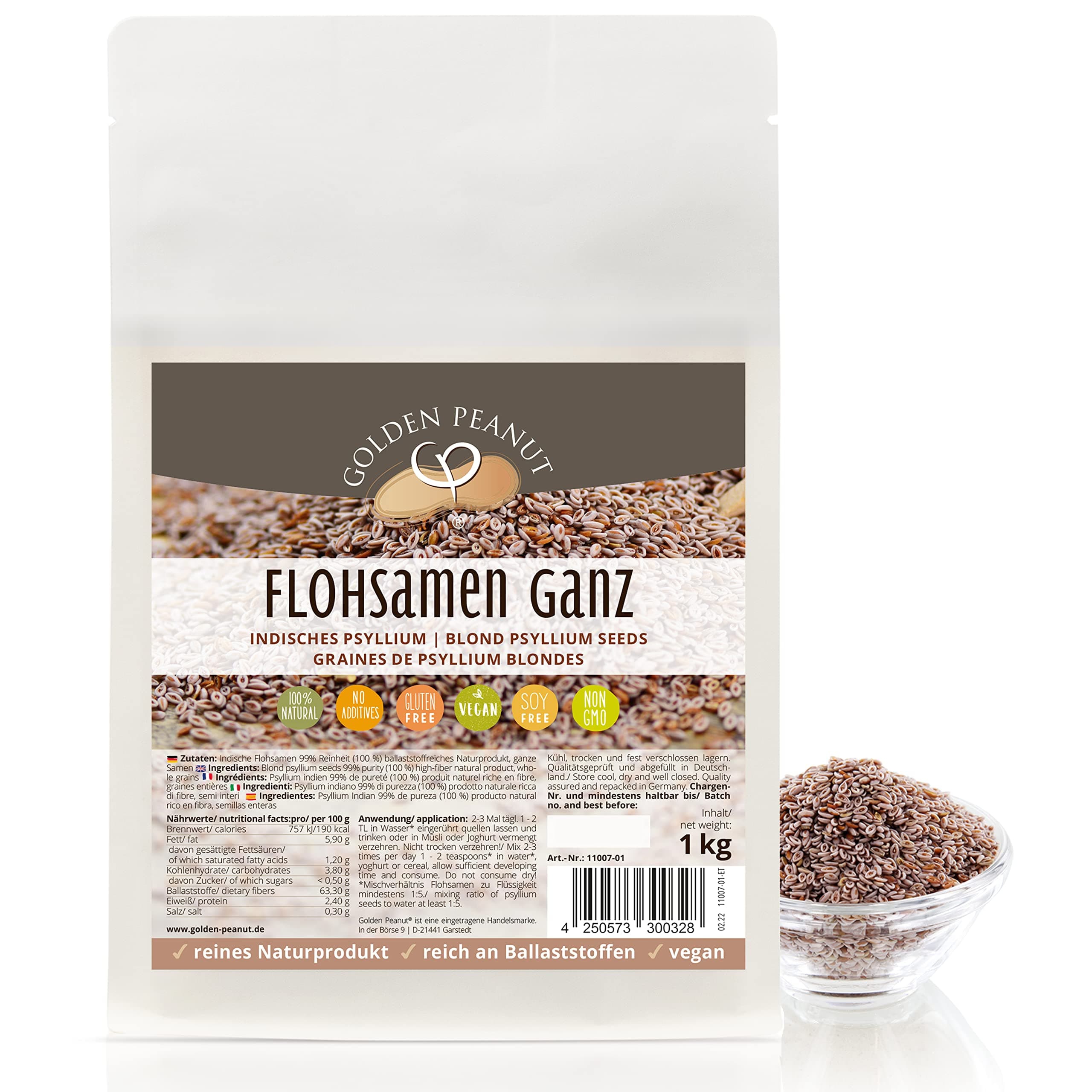 Whole Psyllium Seeds 99% 1000 g