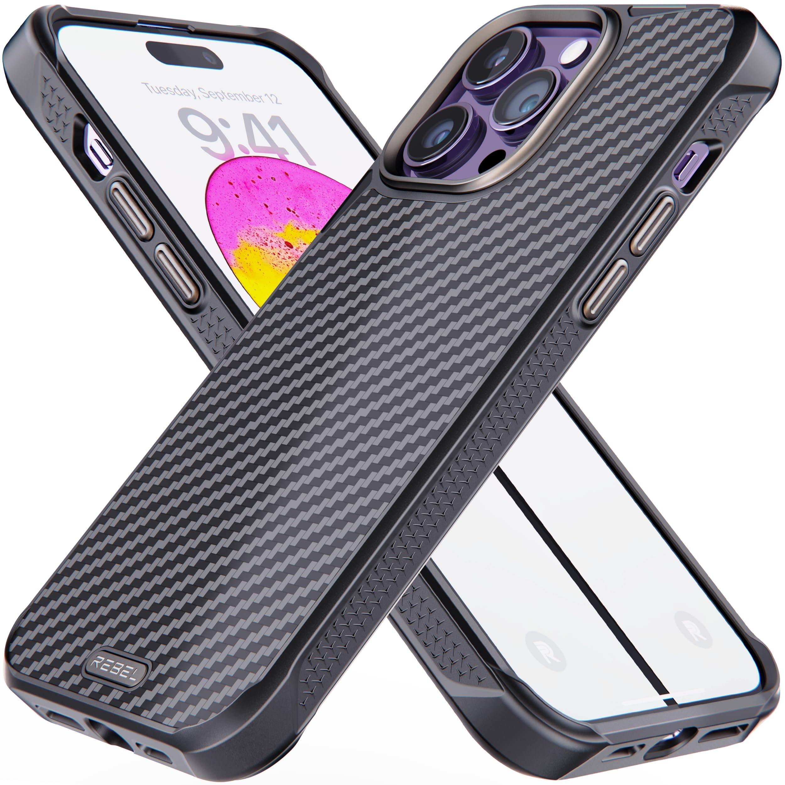 Case for iPhone 14 Pro Max [Gen-5 Aramid Fiber] Strong MagSafe Compatible, Grippy Sides, Shockproof Corners, Metal Lens + Buttons, Upgraded Protective Design, 6.7 Inch Phone 2023 (Black)