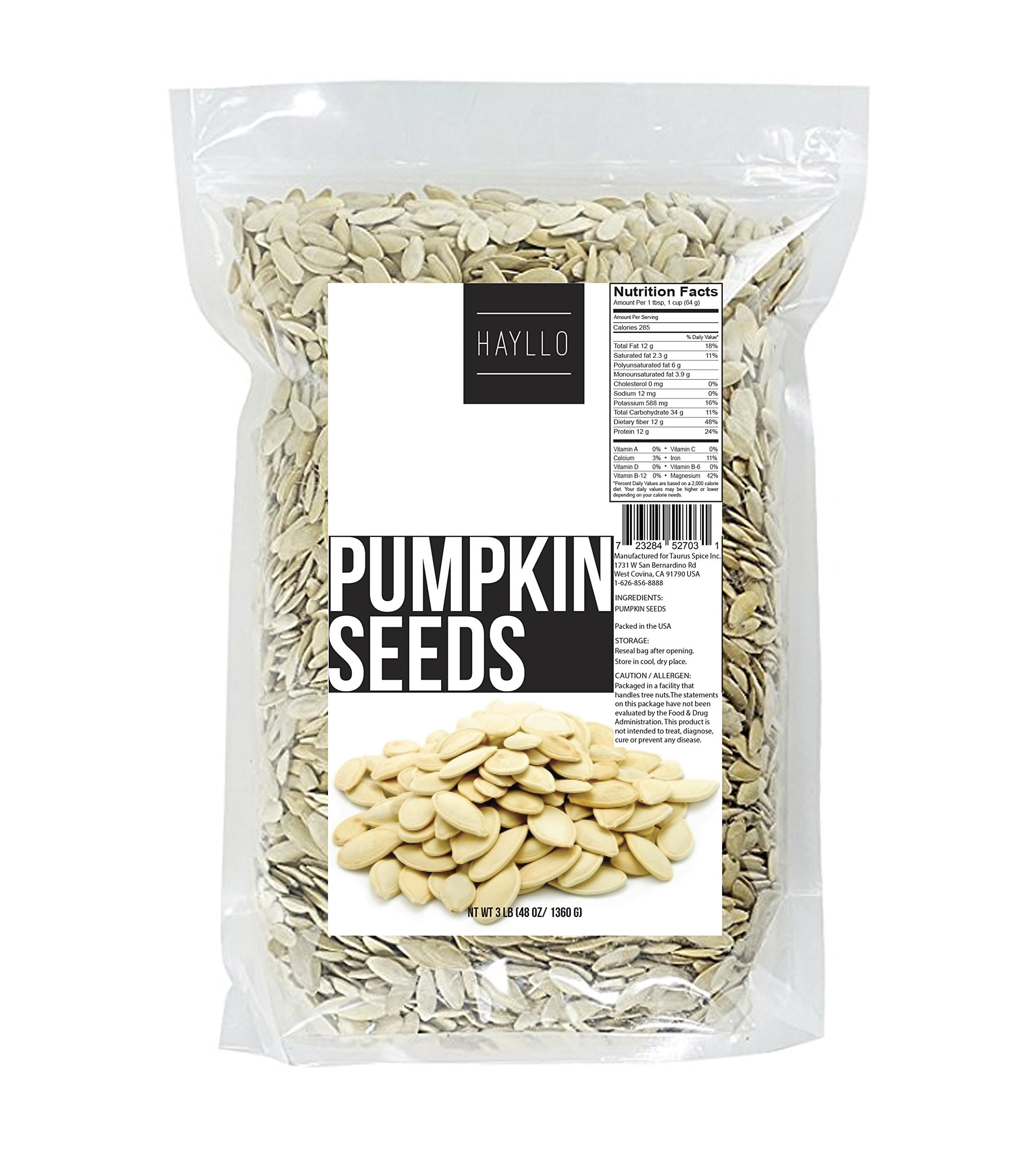 Hayllo Roasted Pumpkin Seeds in Shell, 3 LB