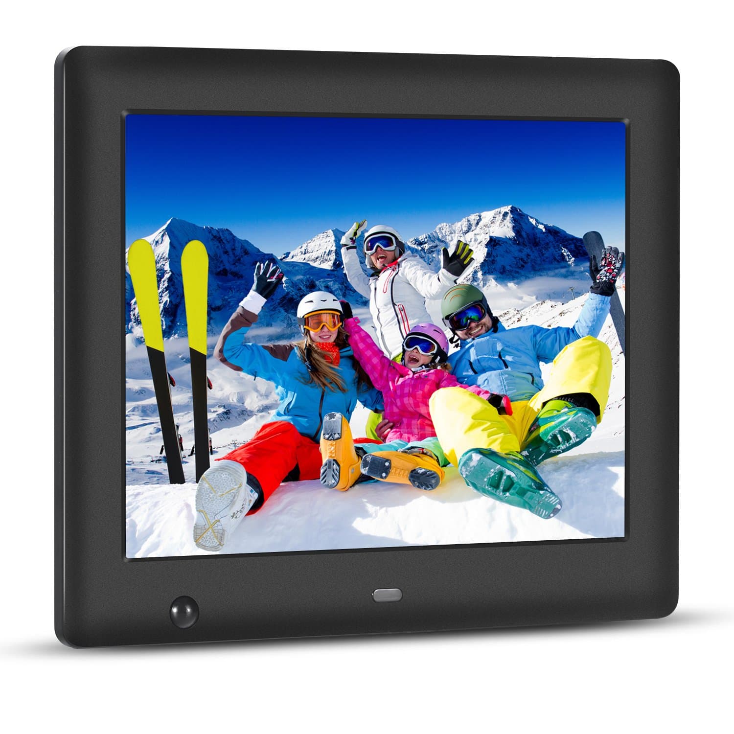 8-Inch HD Digital Photo Frame with Motion Sensor, MP3 Photo Video & Music Playback, Calendar with 2GB Internal Memory & Remote Control (Black)