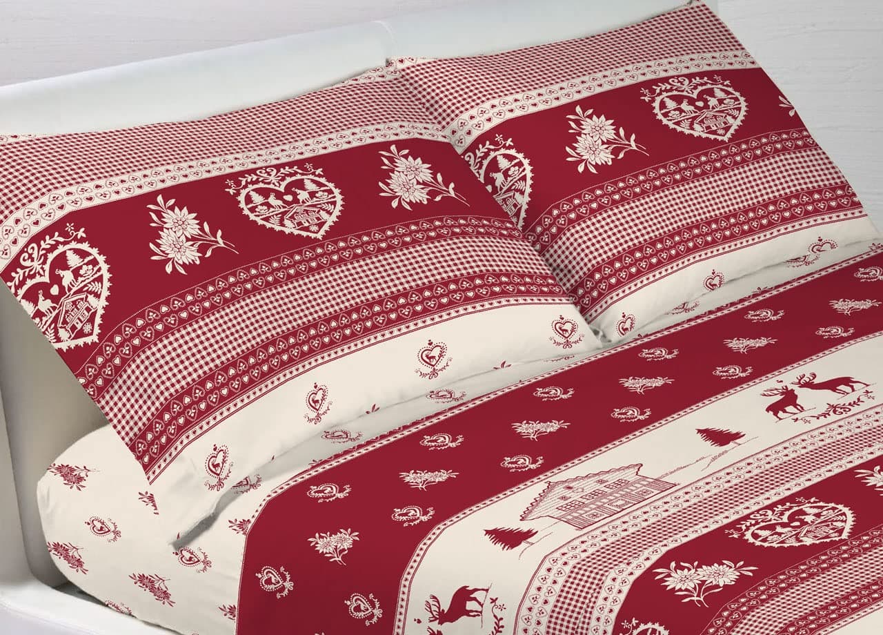 BIANCHERIAWEBWEB LINEN 100% Cotton Bedding Set, Maxi Double Bed Sheets, Tyrol Design