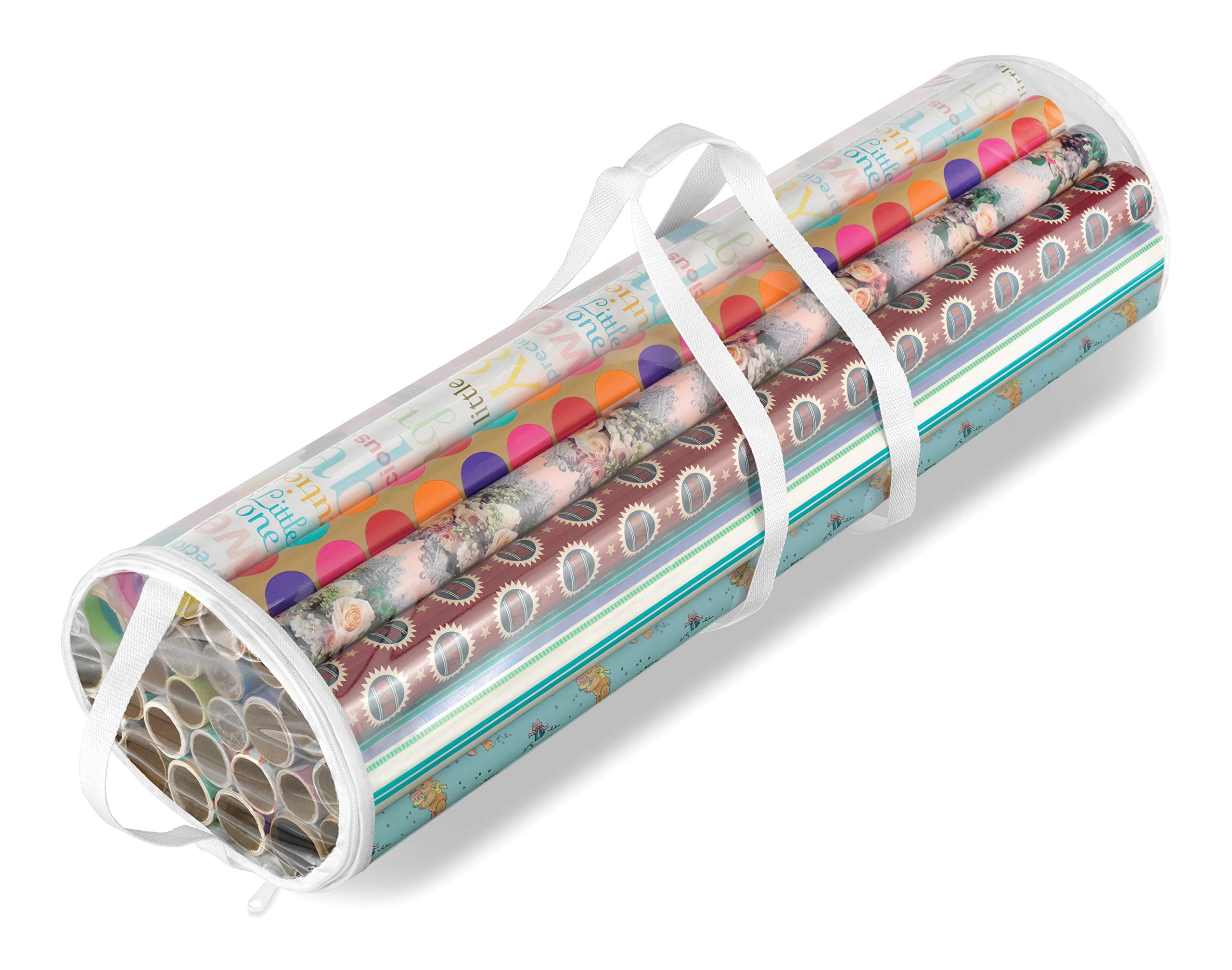 Clear Zippered Storage For 25 Rolls Gift Wrap Organizer, Count (Pack Of 1)