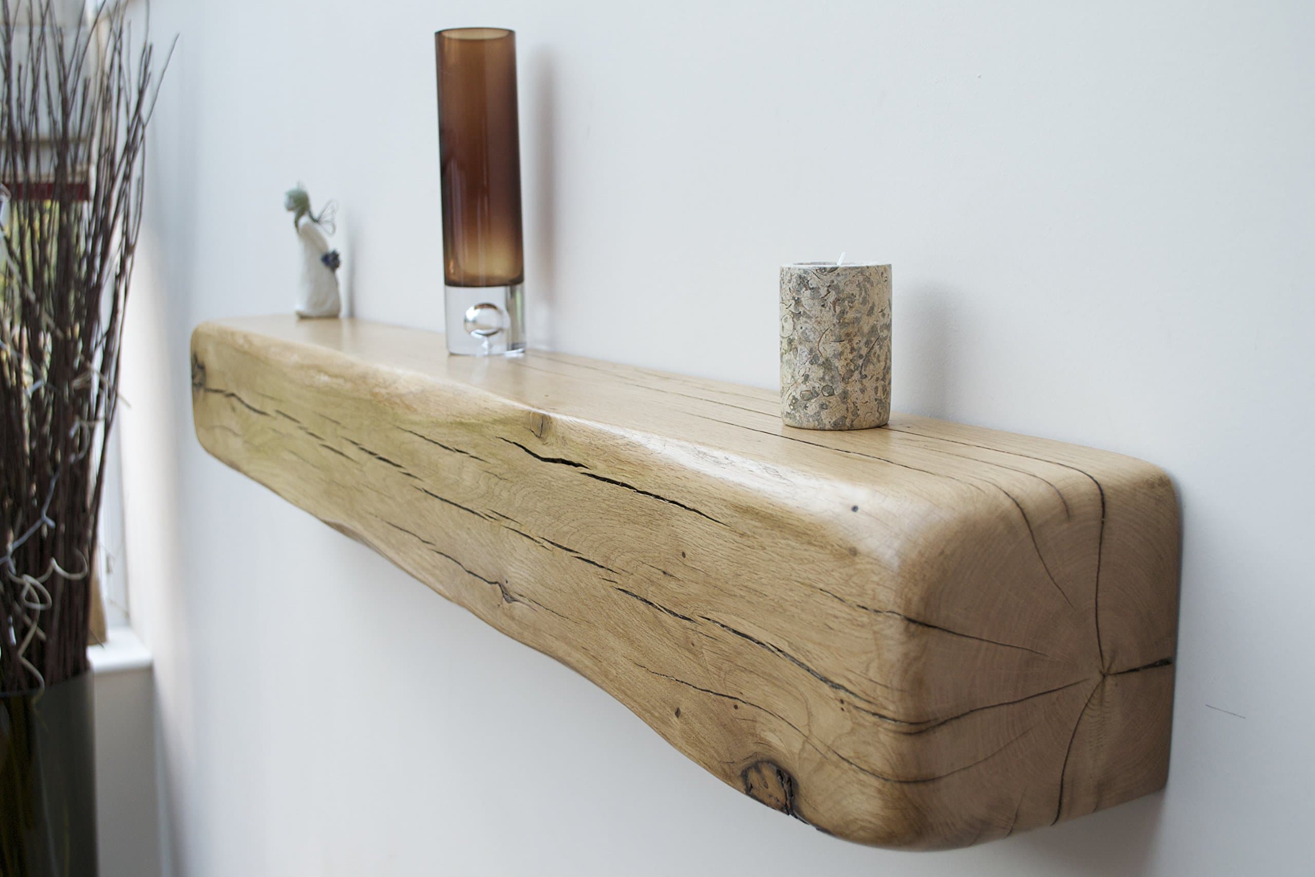 6in x 6in Contemporary Solid Oak Mantle Beam Floating Shelf-Rugger Brown-120cm