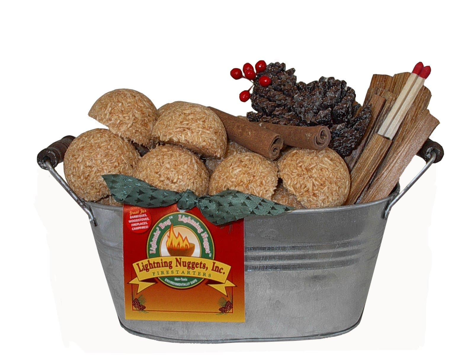 Lightning Nuggets Galv Oval Galvanized Oval Tin Fire Starter with Color Cones