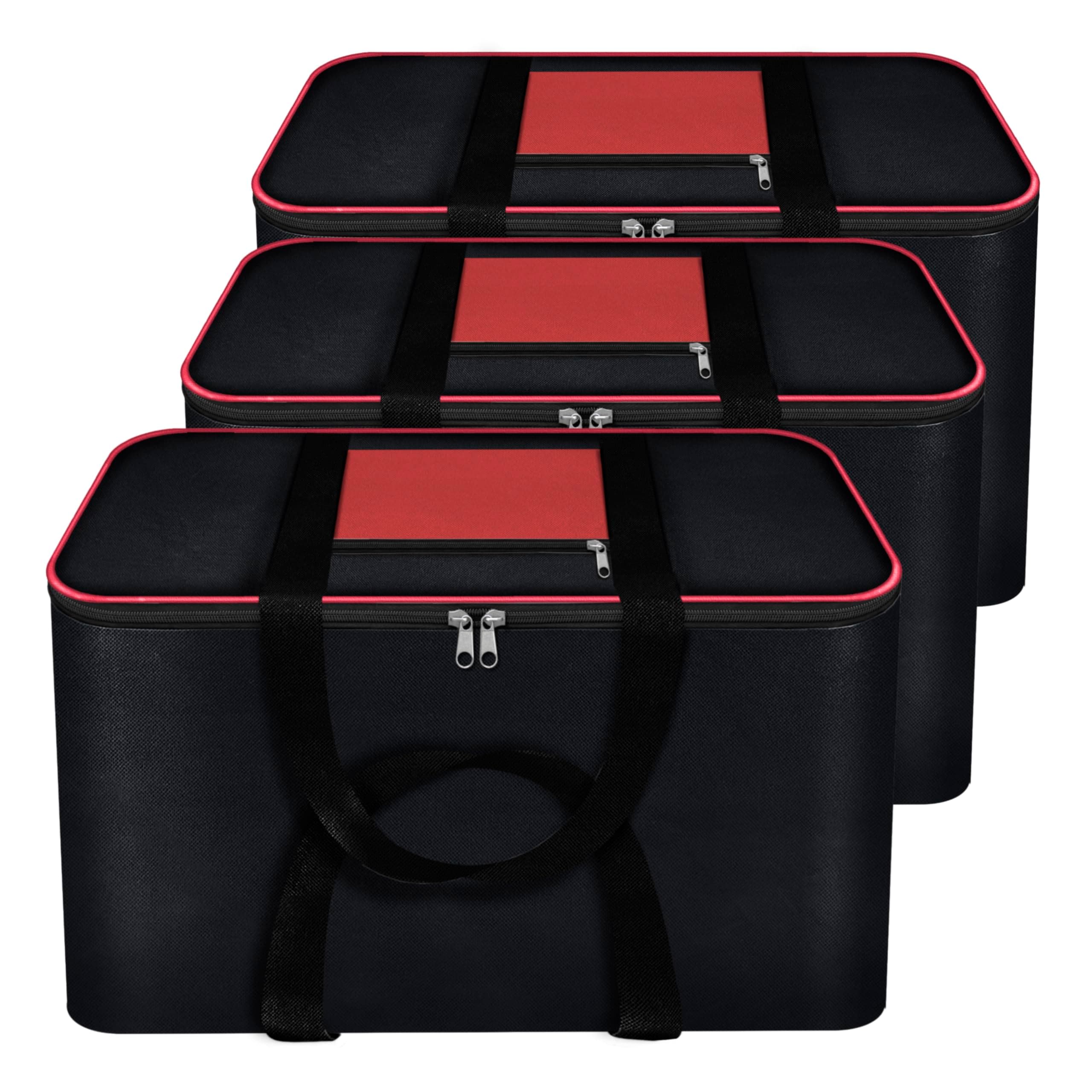 Storite 3 Pack Moisture Proof Nylon Underbed Storage Bag For Clothes Large (54x46x28 cm, Black) Rectangular