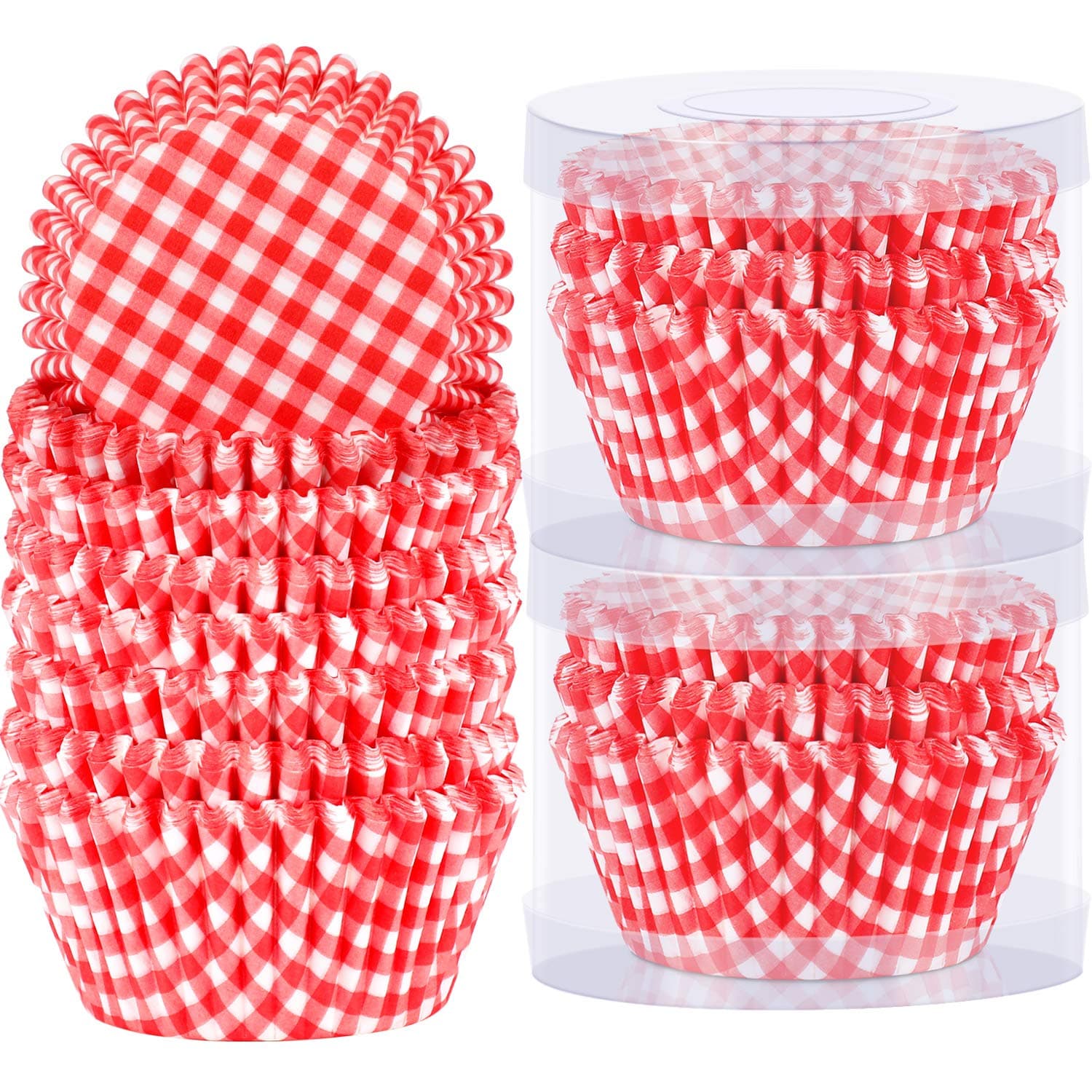 300 Pieces Gingham Cupcake Wrappers Plaid Cupcake Liners Baking Cups Case for Wedding Birthday Baby Shower Parties