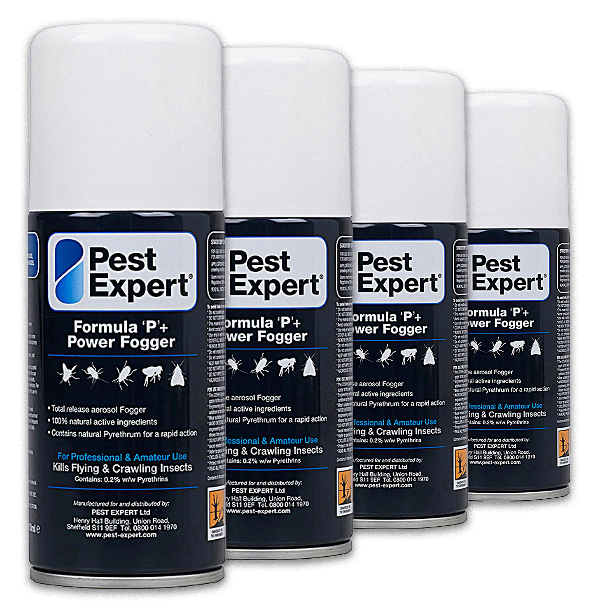 Formula ‘P+’ Bed Bug Killer Fogger 4 x 150ml - Maximum Strength Bed Bug Bombs for Fast-Acting Effective Control, Professional Strength for Approved Amateur Use