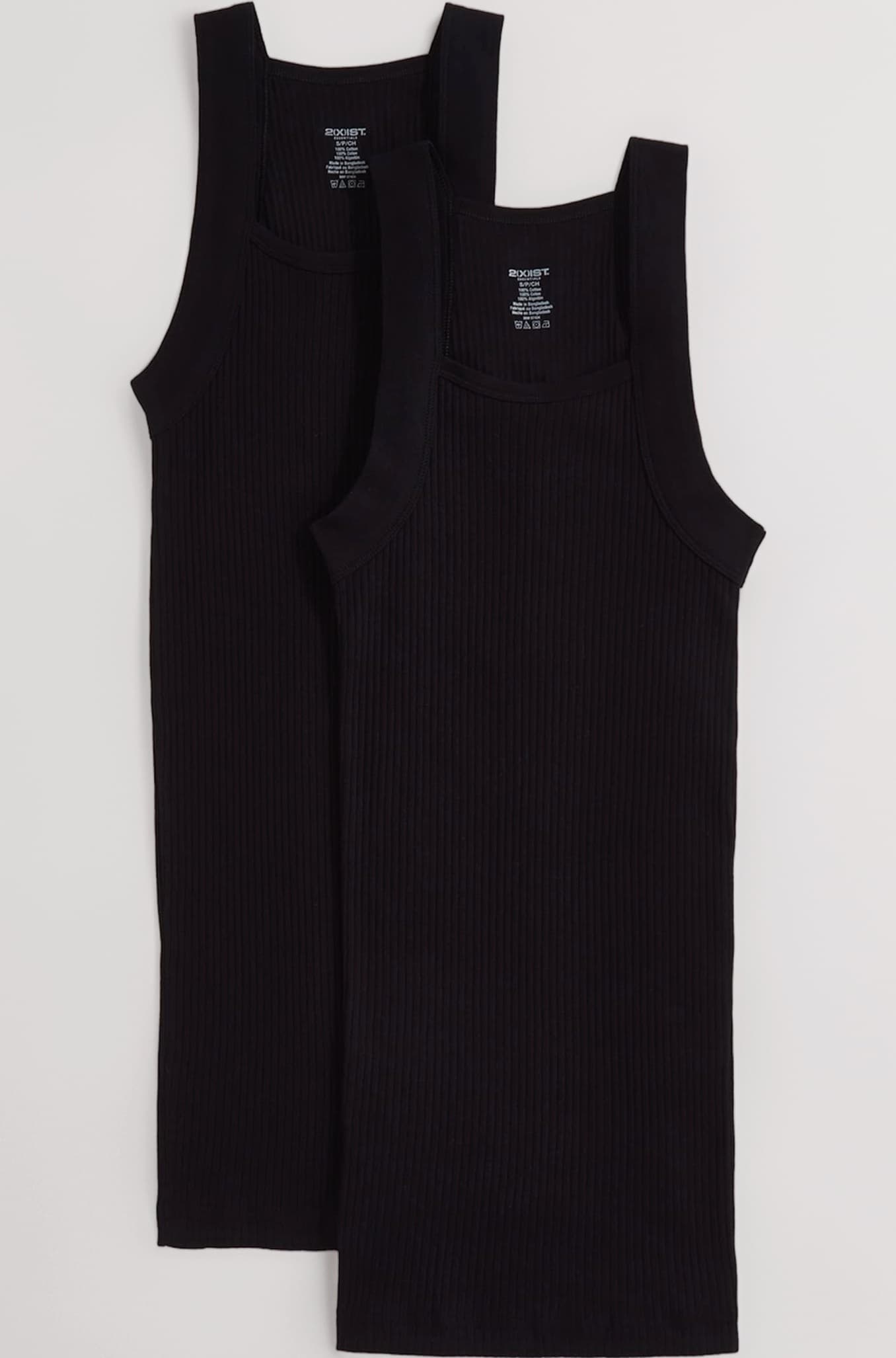 2(x)ist Mens Essential Cotton 2 Pack Square Cut Tank