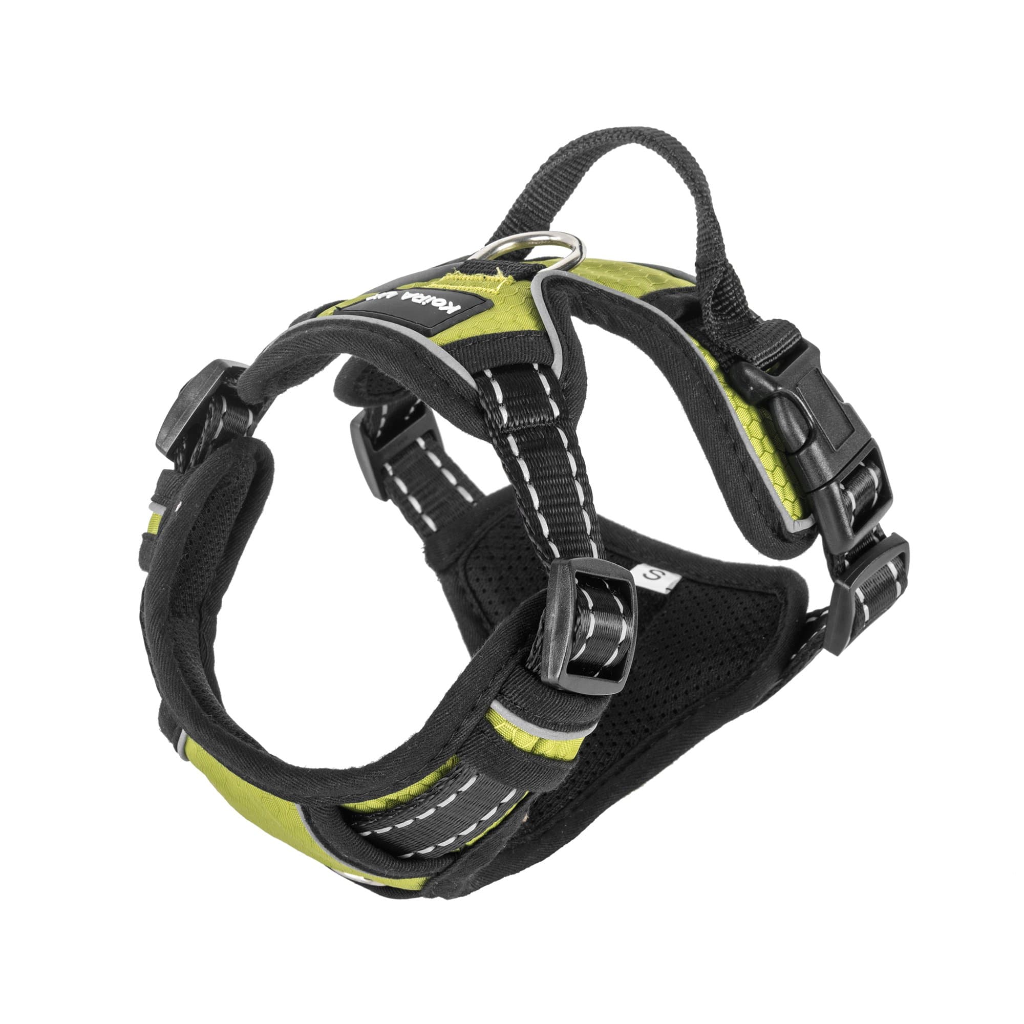 Koira Odin ergonomic, padded, adjustable, quality no-pull dog harness with back and front clips (Small, Green)