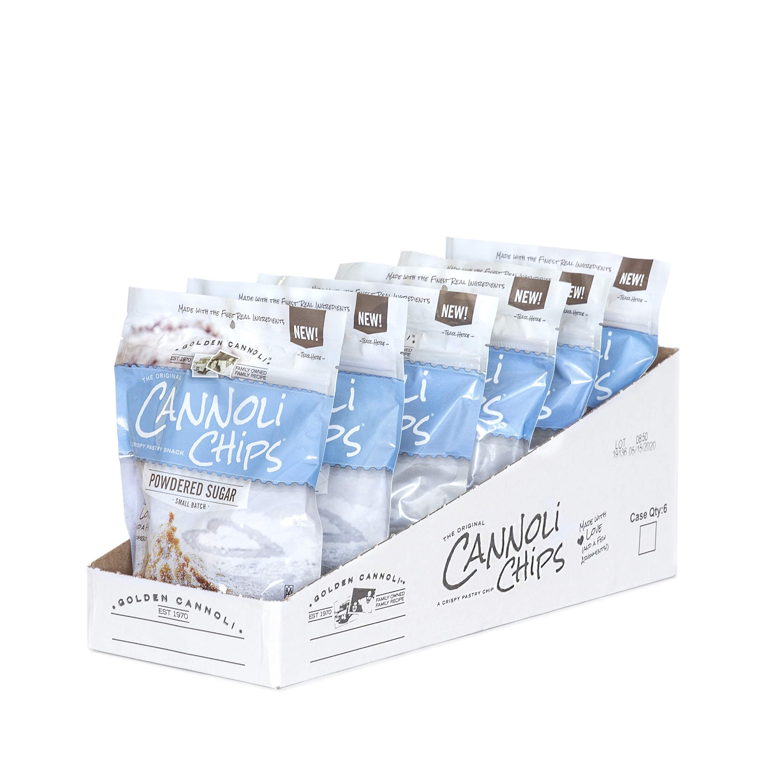 The Original Cannoli Chips, 6ct Case (Powdered Sugar)