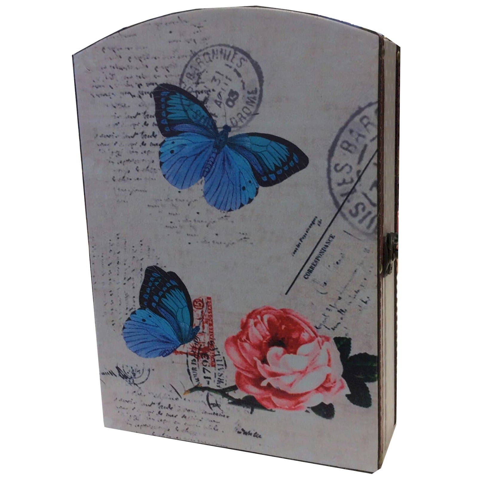 Little Springs Blue Butterflies Rectangular Wooden Key Storage Box