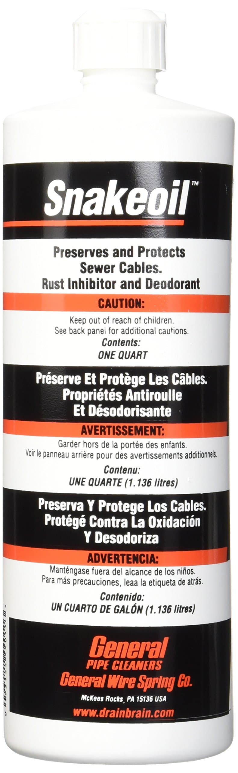 GE General Wire Snake Oil, 1 Quart, Small, Machine Lubricant for Cables, Prevent Corrosion, 1.899 Pounds