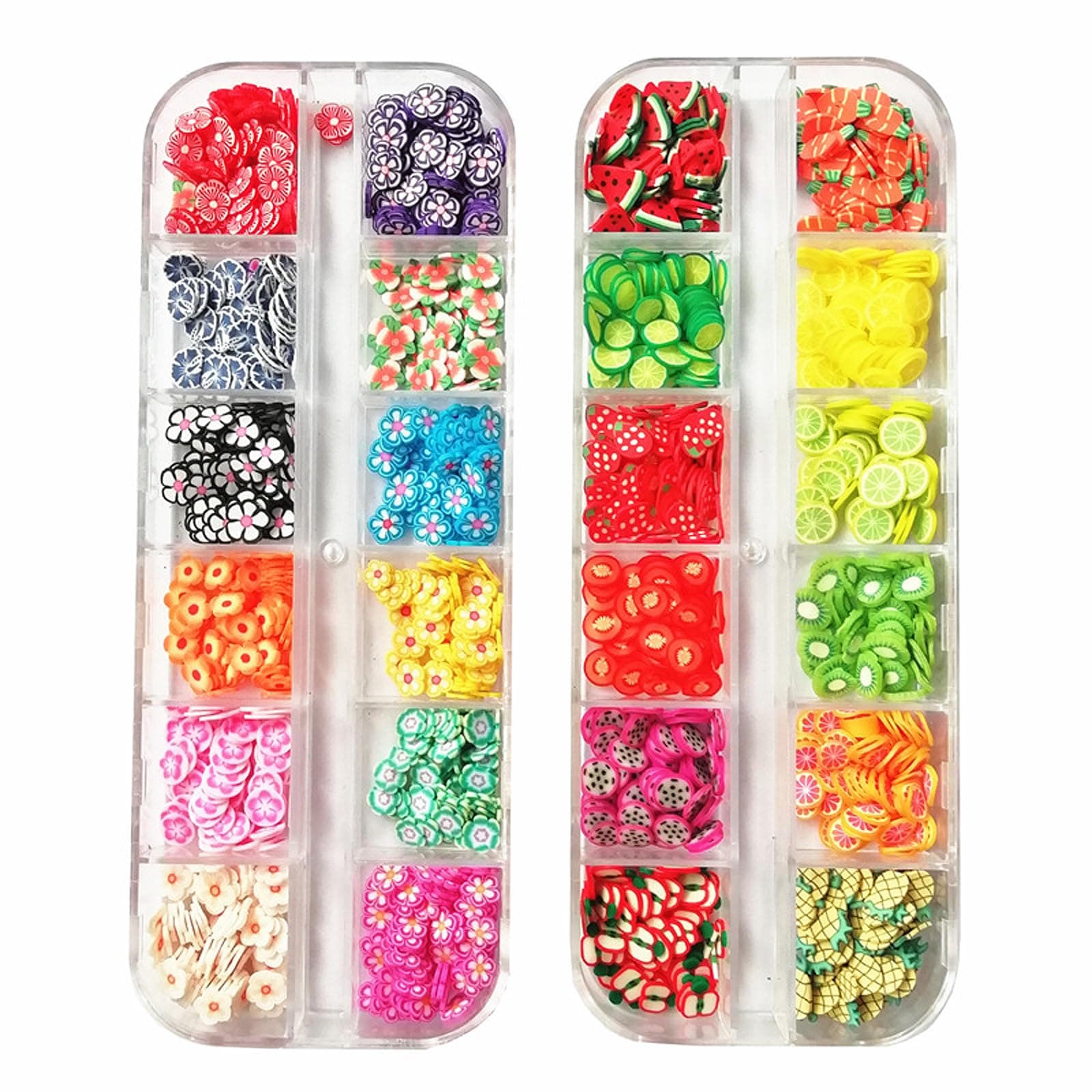 2 Boxes Polymer Fruit Flower Slices - 3D Polymer Slices Charms for Nail Art, DIY Crafts, Resin Slime Making & Cellphone Decoration