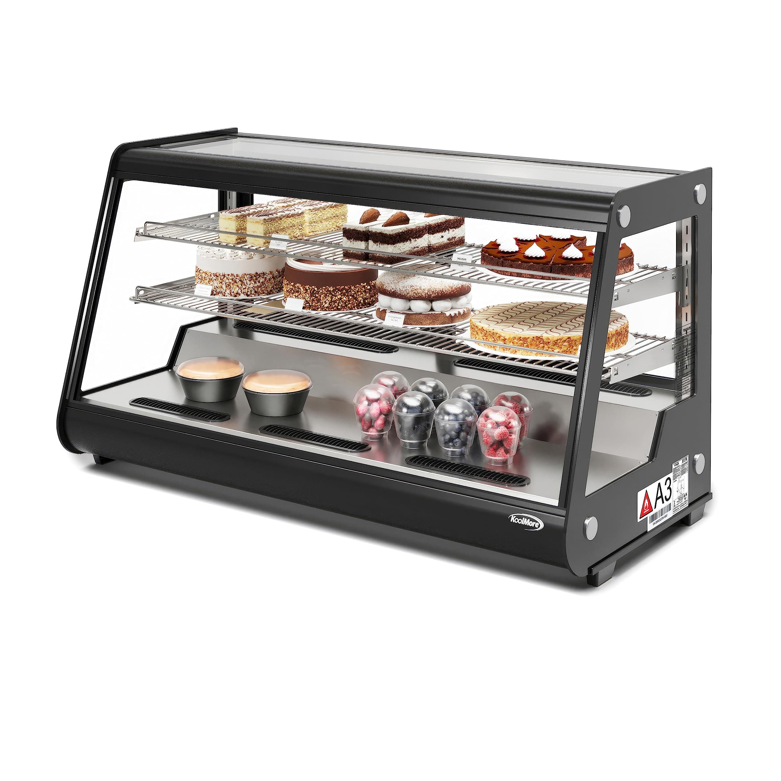 KoolMore 48 in. Refrigerated Bakery Display Case with Clear Glass Front, Sliding Rear Doors, LED Lighting, Adjustable Temperature, and Dual Shelving for Baked Goods in Black, 7 cu. ft. (CDC-7C-BK)