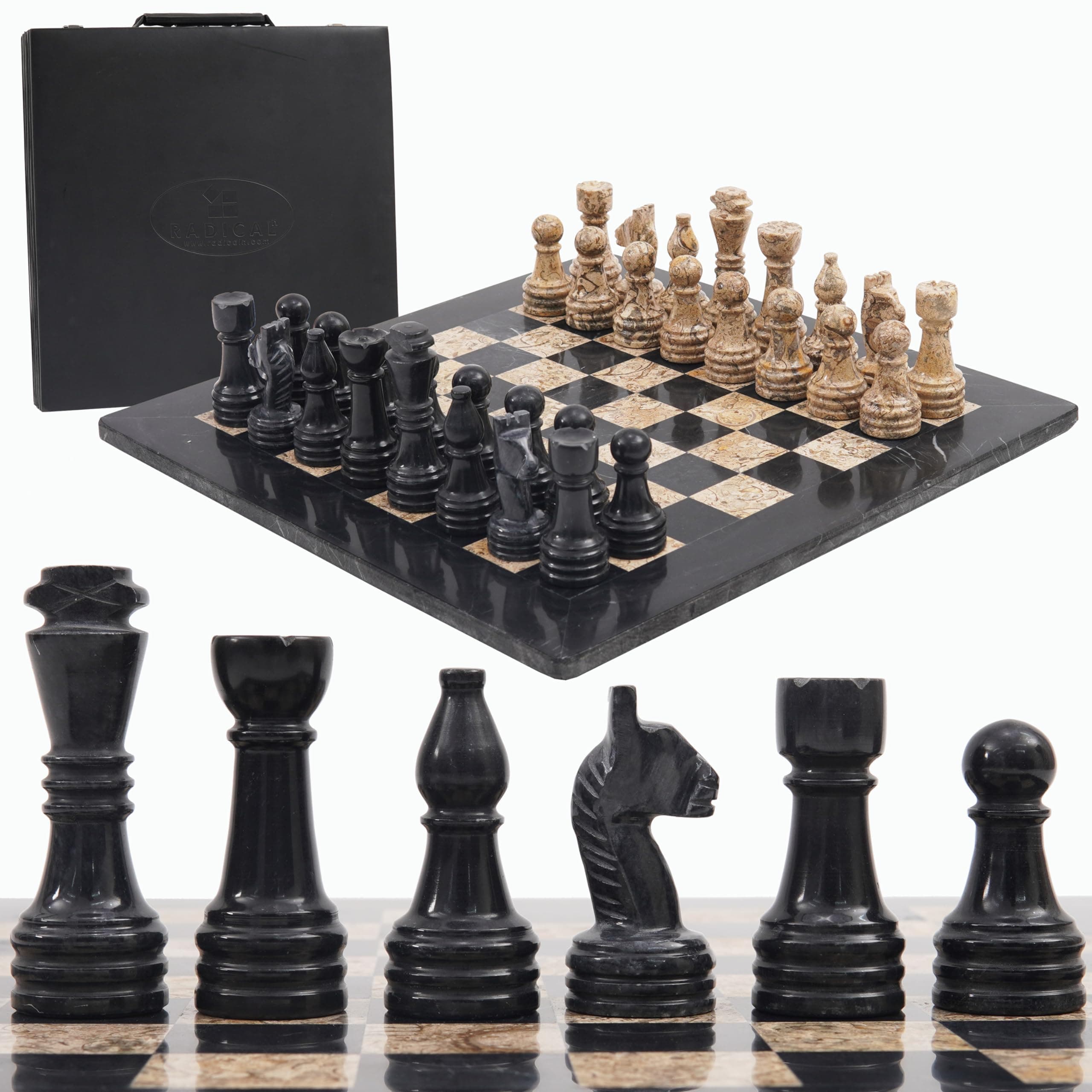 BLACK & CORAL CHESS SET