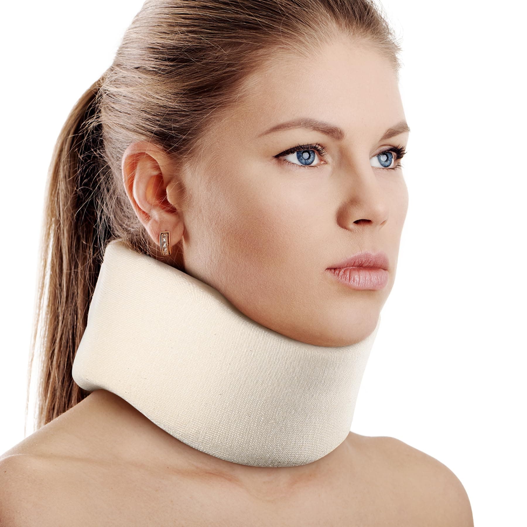 Soft Foam Neck Brace Universal Cervical Collar, Adjustable Neck Support Brace for Sleeping - Relieves Neck Pain and Spine Pressure, Neck Collar After Whiplash or Injury (2.5" Depth Collar, M)