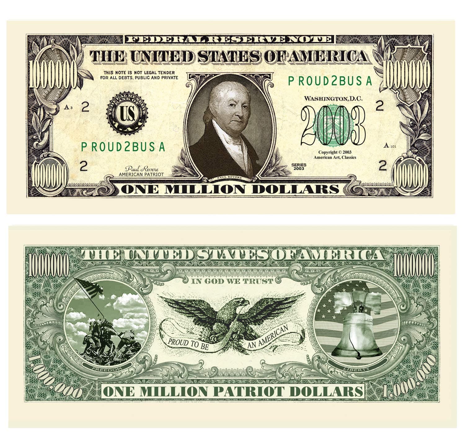 (25) Patriot Million Dollar Bill