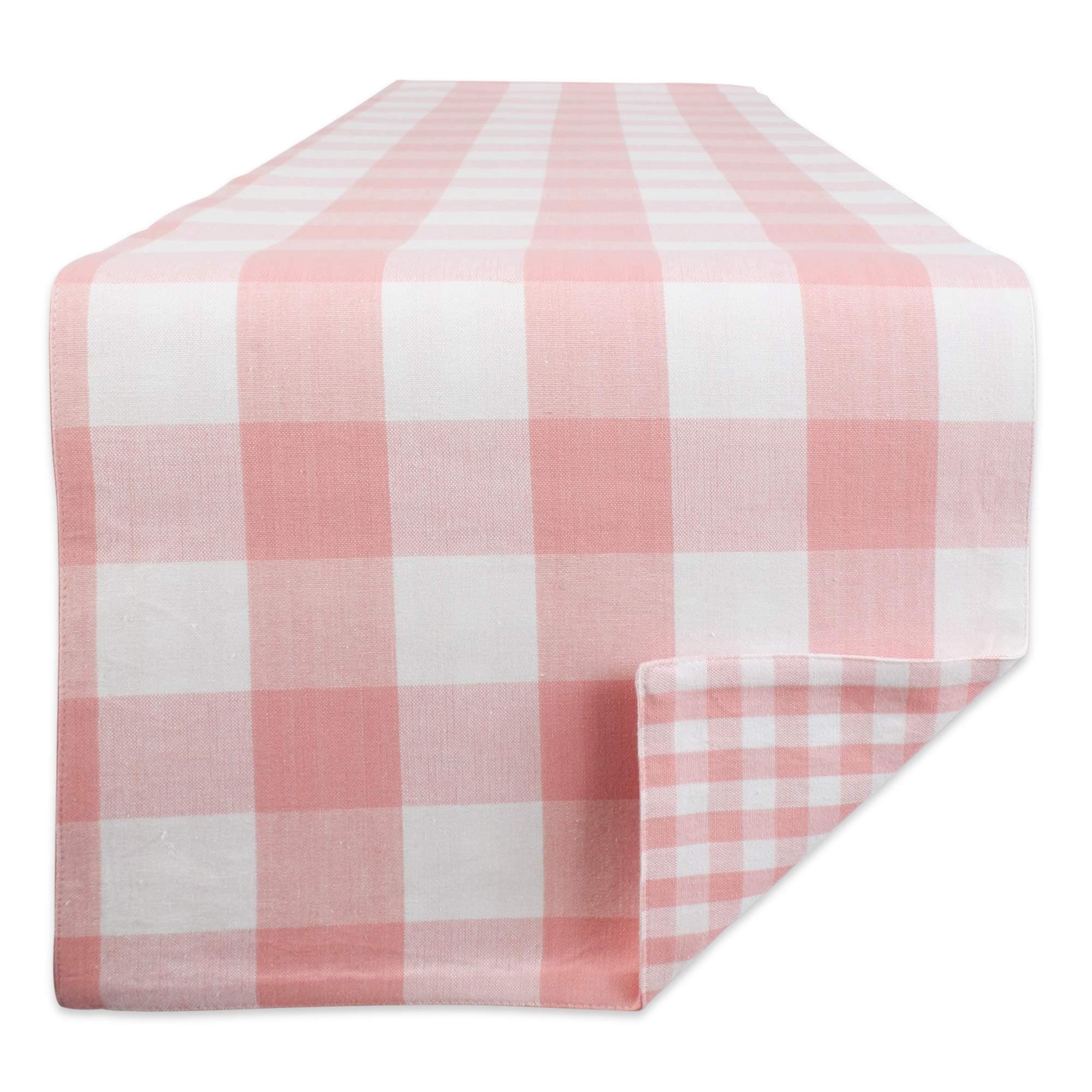 DII Kitchen Collection Gingham Check, Tablerunner, 14x72, Pink/White