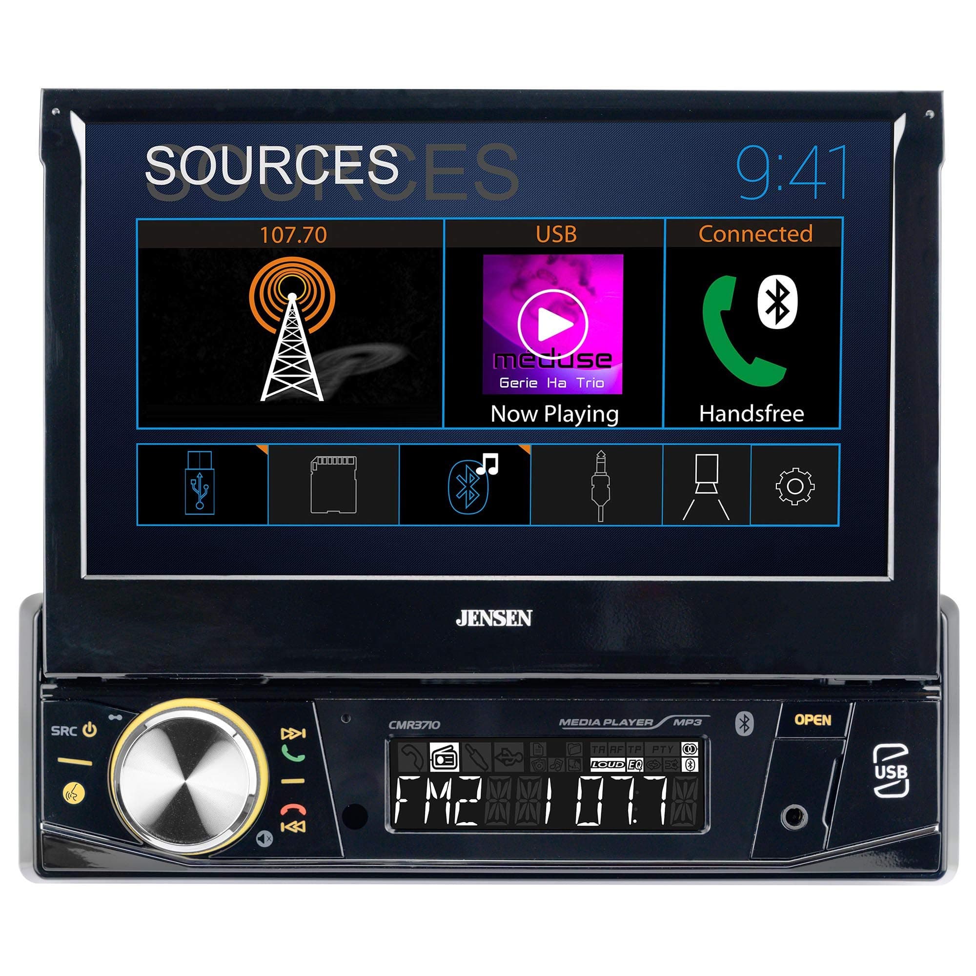 Jensen CMR3710 Single Din 7" Motorized Touchscreen Digital Multimedia Receiver (Does not Play CD's)