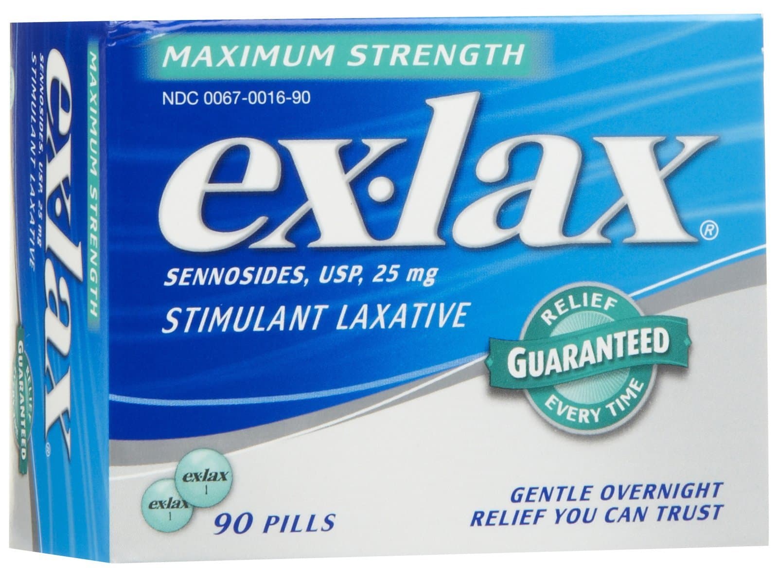 Ex-Lax Stimulant Laxative, Maximum Strength, 25 mg, 90 Count Box