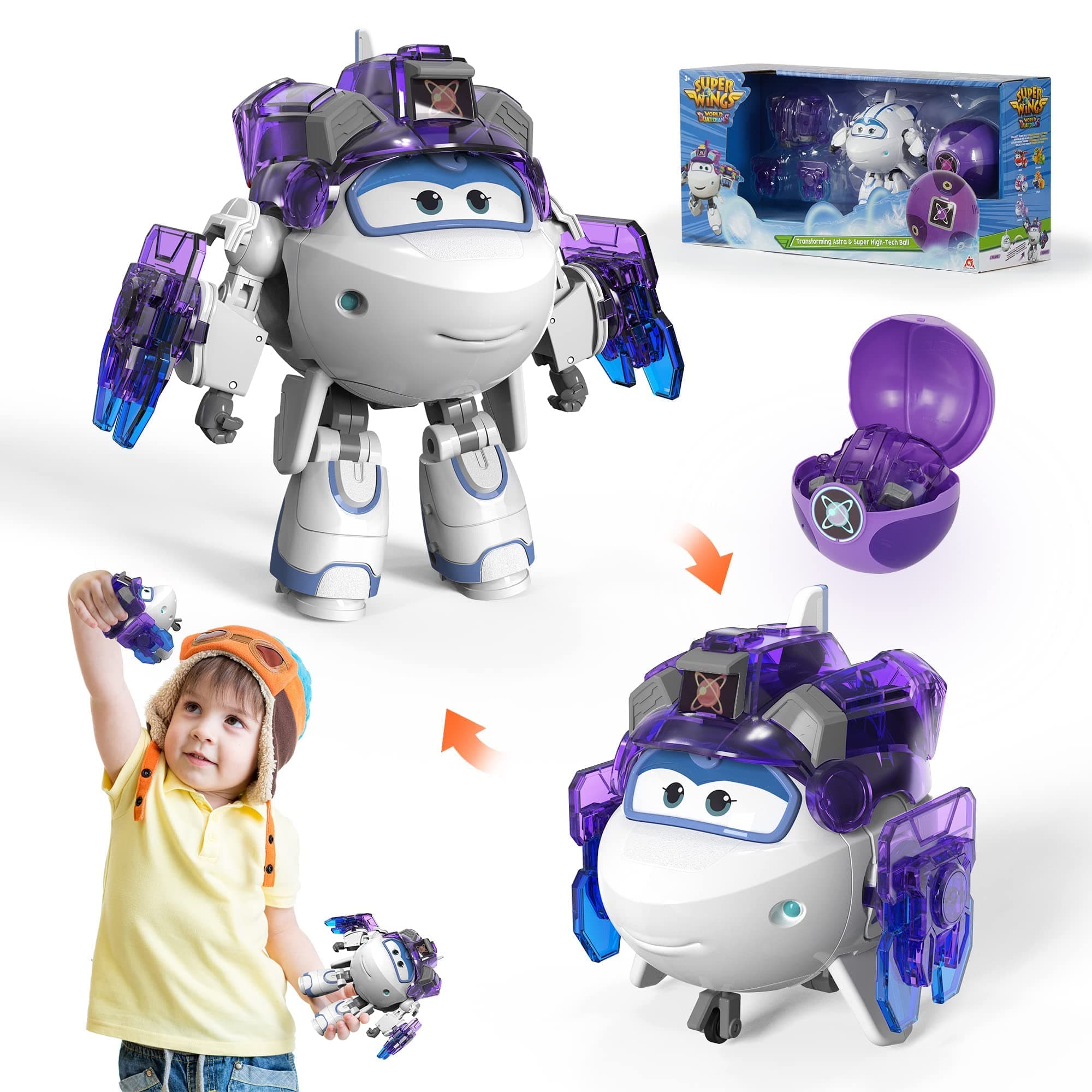 Super Wings Super Iron Astra 5 inch Transformable Action Figure, Ball High-Tech Power, Children's Toy for Boys & Girls 3+