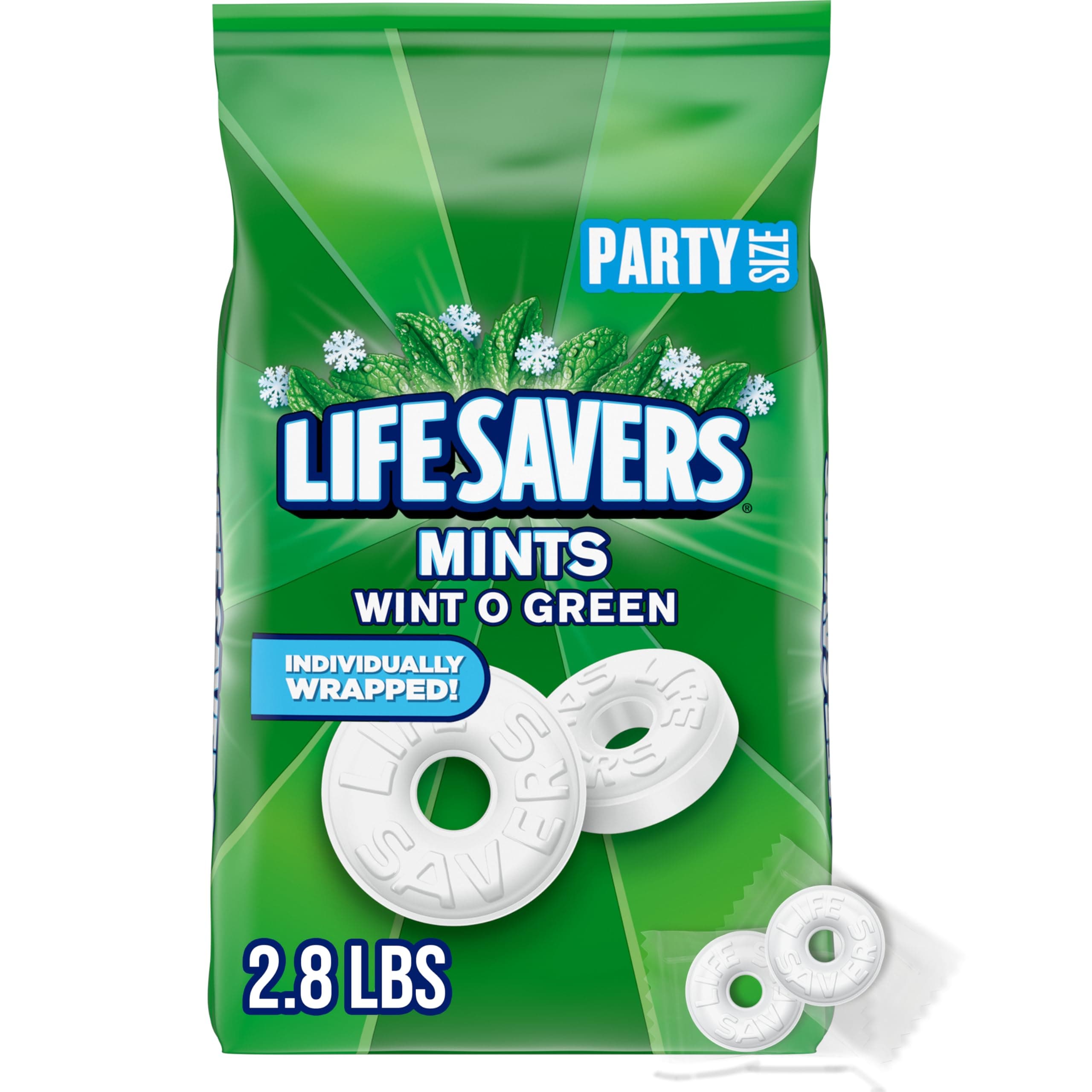 Mints, Bulk Hard Candy Wint-O-Green Breath Mints, 2.8 LBS Party Size