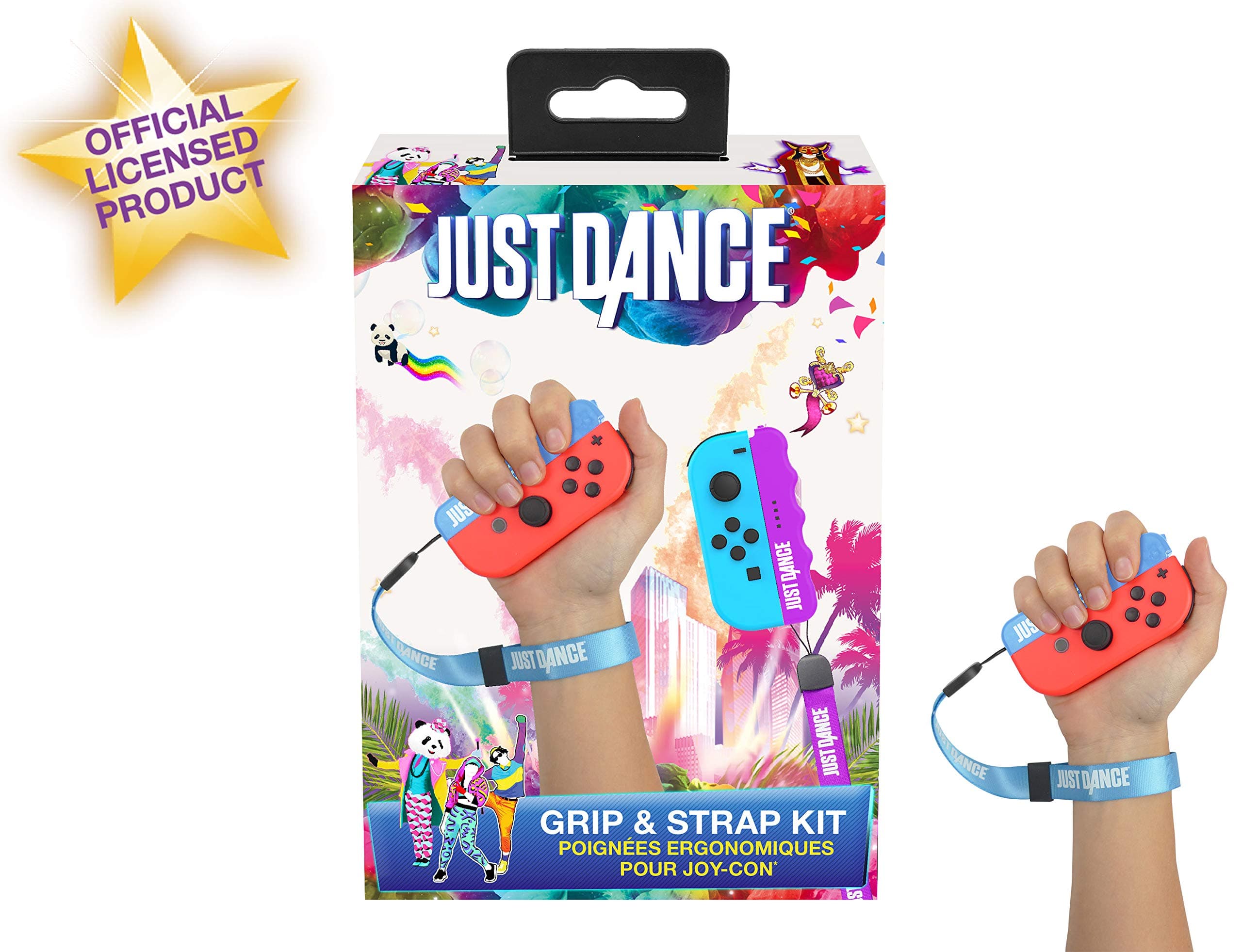 Subsonic Just Dance 2019 - Grip and Strap Pack - Ergonomic Comfort Handles with Straps for Nintendo Switch JoyCon Controller - Blue and Purple