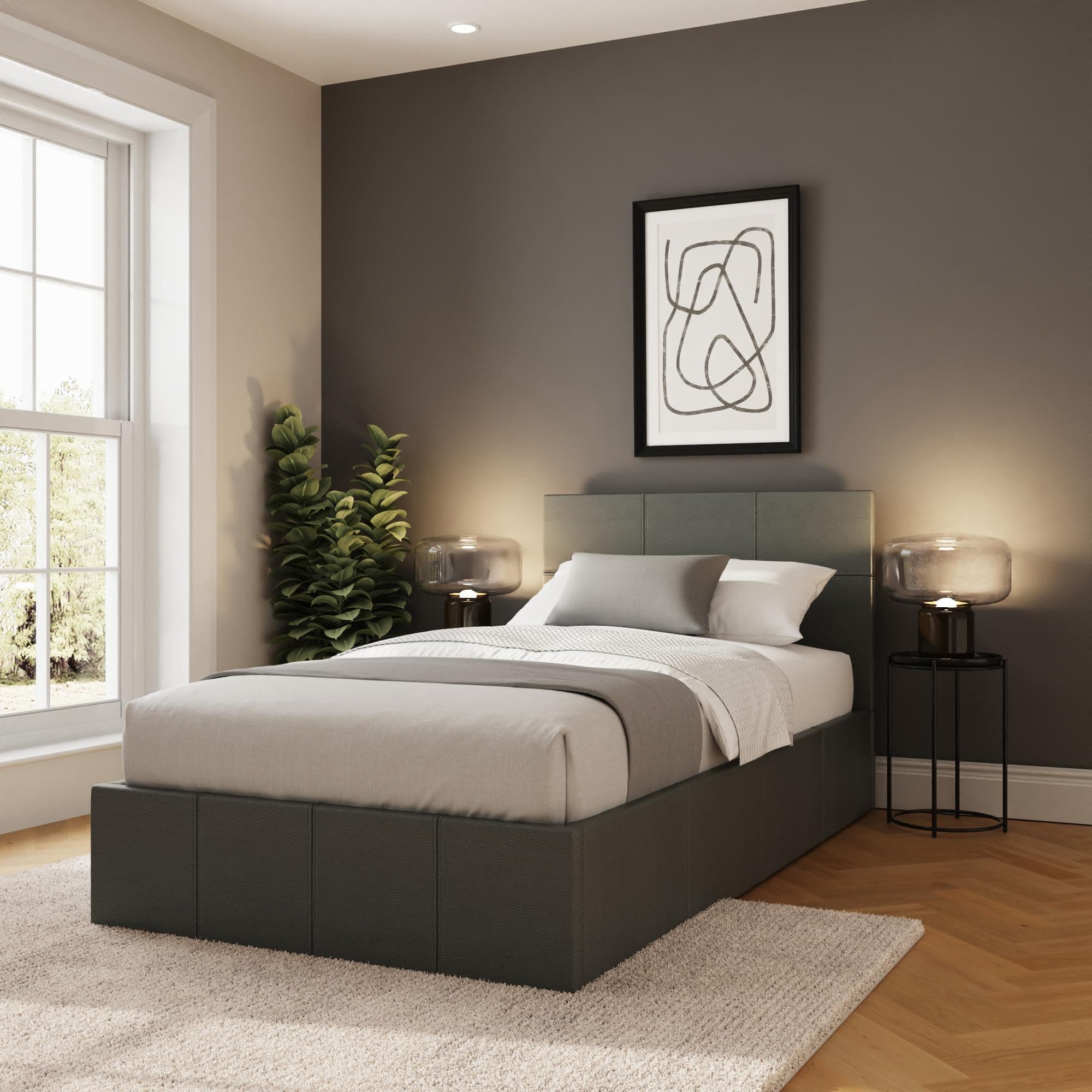 GFW Side Lift Ottoman Bed, Single Size, Grey