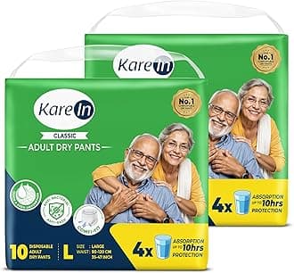 KareIn KareMed Adult Diaper Pants for Incontinence, Large, Waist Size 90-120 cm (35"-47")-Pack of 2 (20 Count), white, l