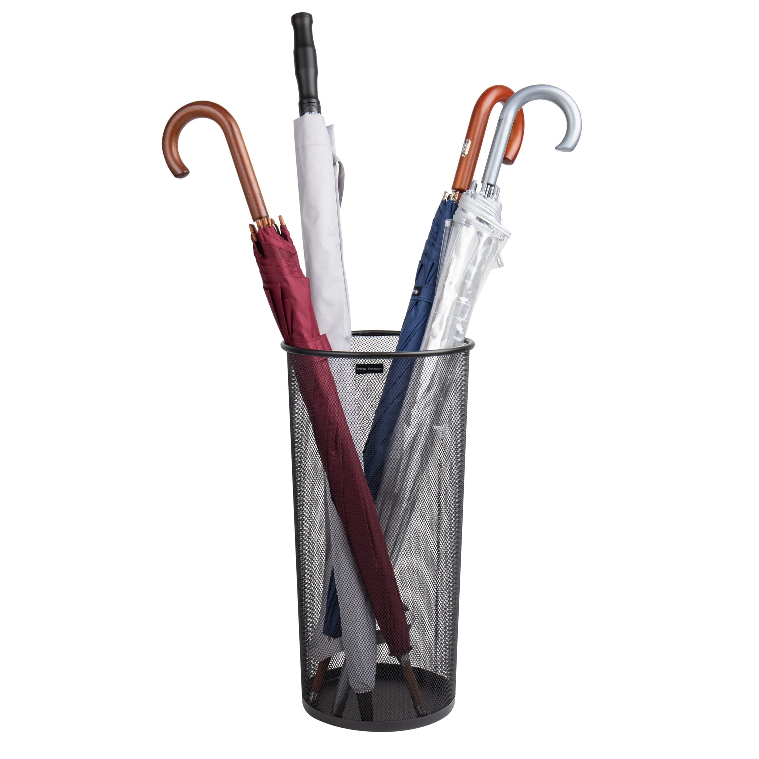 Mind Reader Umbrella Stand, Multi-Purpose Mesh Storage Stand, Organizer for Office and Entryway, Metal Mesh, Black