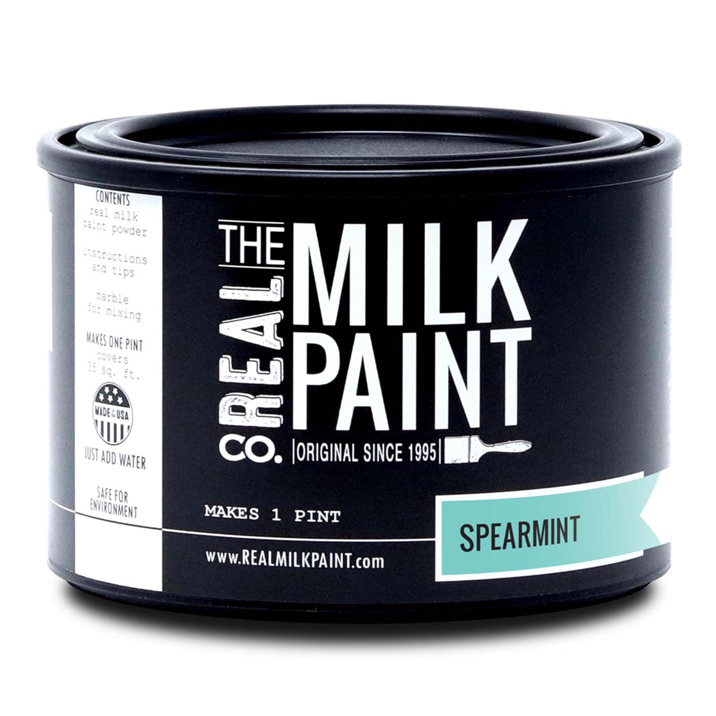 Real Milk Paint, Wood Paint for Furniture, Matte Paint for Cabinets, Walls, Brick, and Stone, Water Based Organic, No VOC, Spearmint, 1 Pint