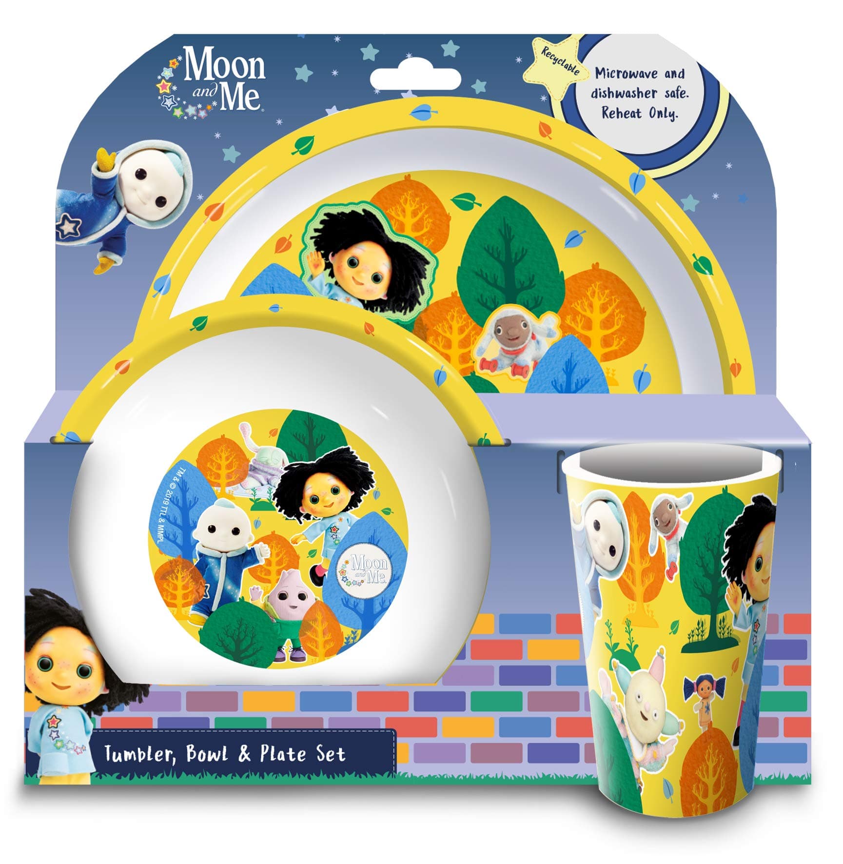 Moon and Me 3pcs Dinner Tableware Set Plate, Bowl & Cup, BPA Free