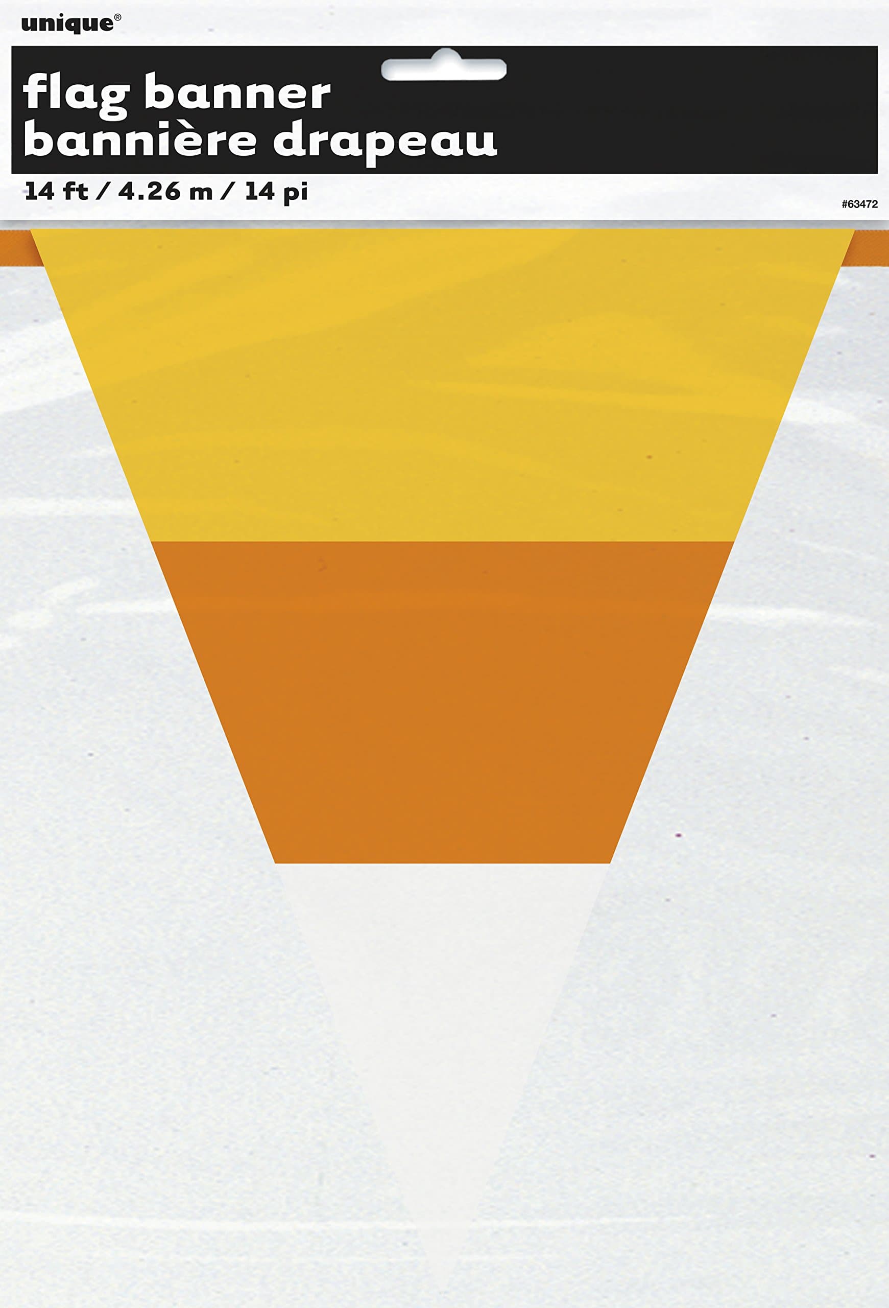 Unique 14 Ft Candy Corn Paper Pennant Banner 1 Pc, Yellow/Orange