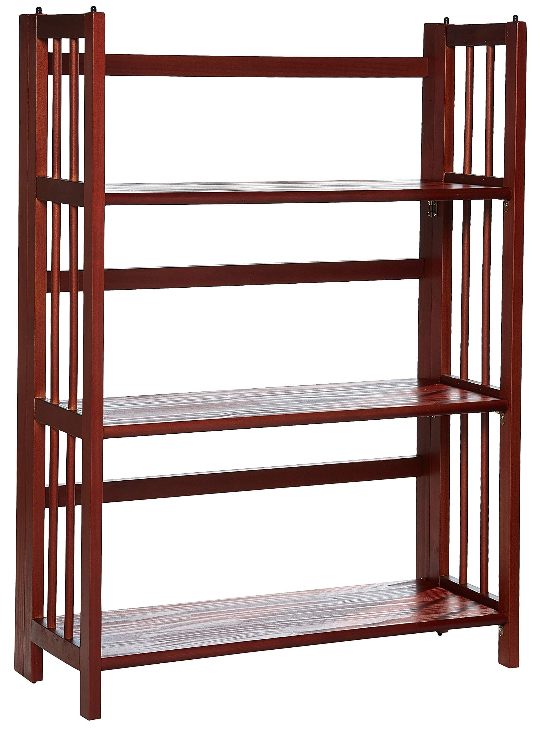 3-Shelf Folding Stackable Bookcase (27.5" Wide)-Walnut