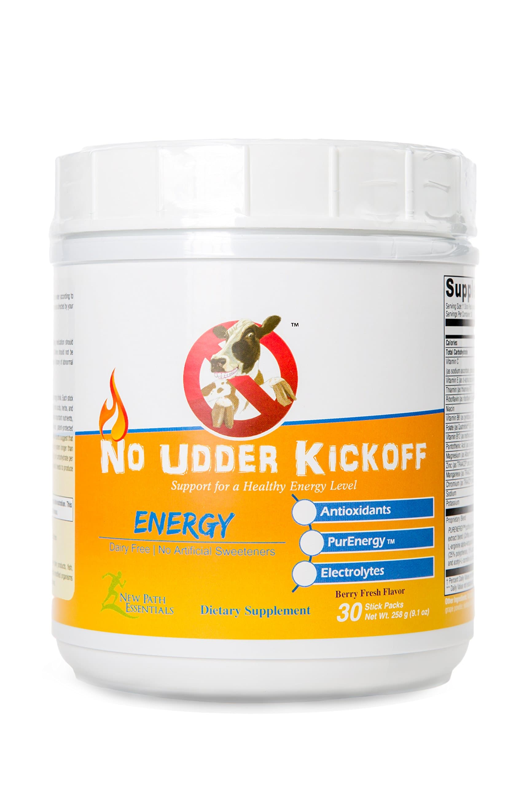 No Udder Kickoff: Revitalizing Pre-Workout Energy Formula Without Artificial Sweeteners, Colors or Preservatives. 30 Energy Sticks.
