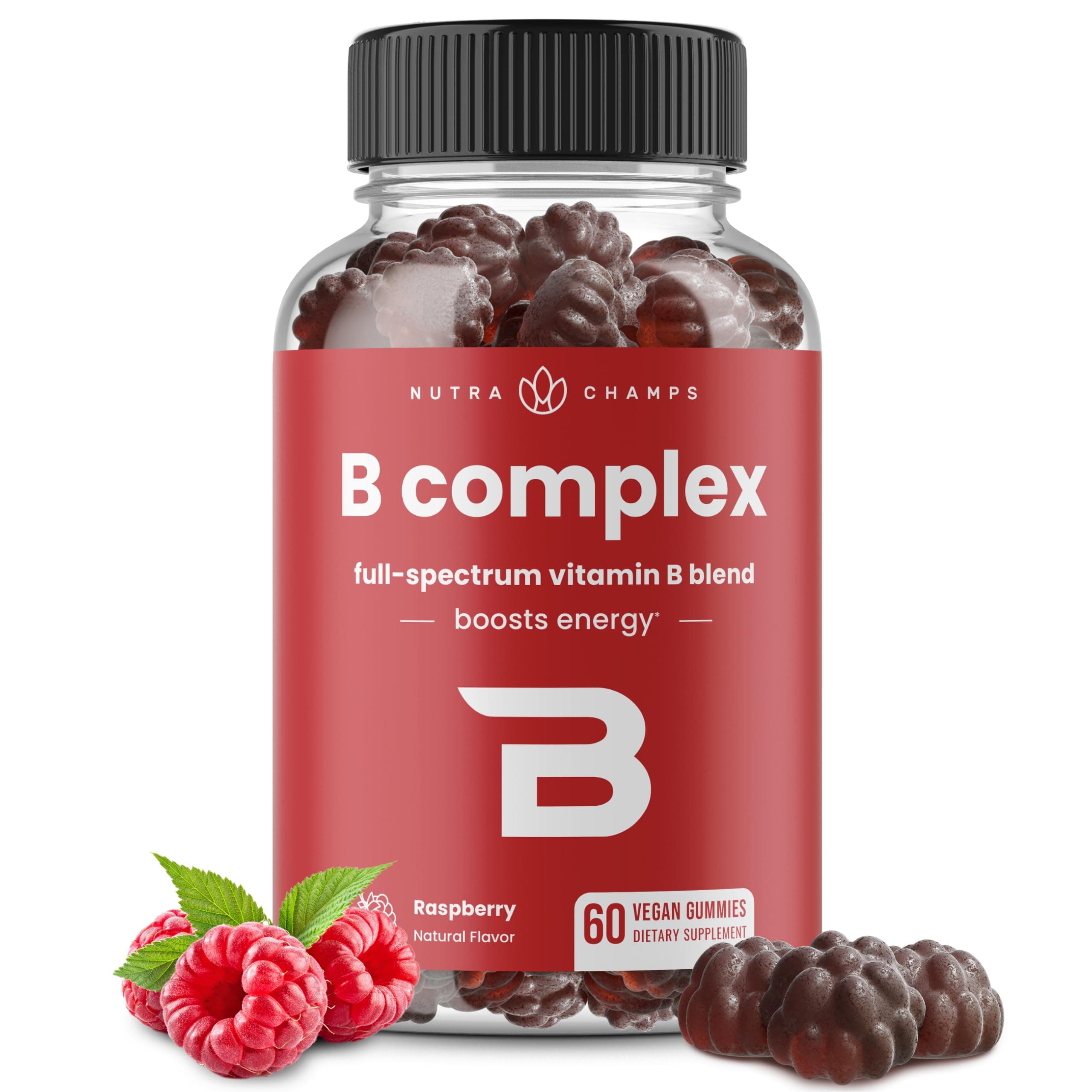 NutraChamps Vitamin B Complex Gummies, Vitamin B Gummies Boosts Energy, B Complex Vitamins B1, B2 (Riboflavin), B3 (Niacin), B5, B6, B7 (Biotin), B9 (Folic Acid), Methyl B12