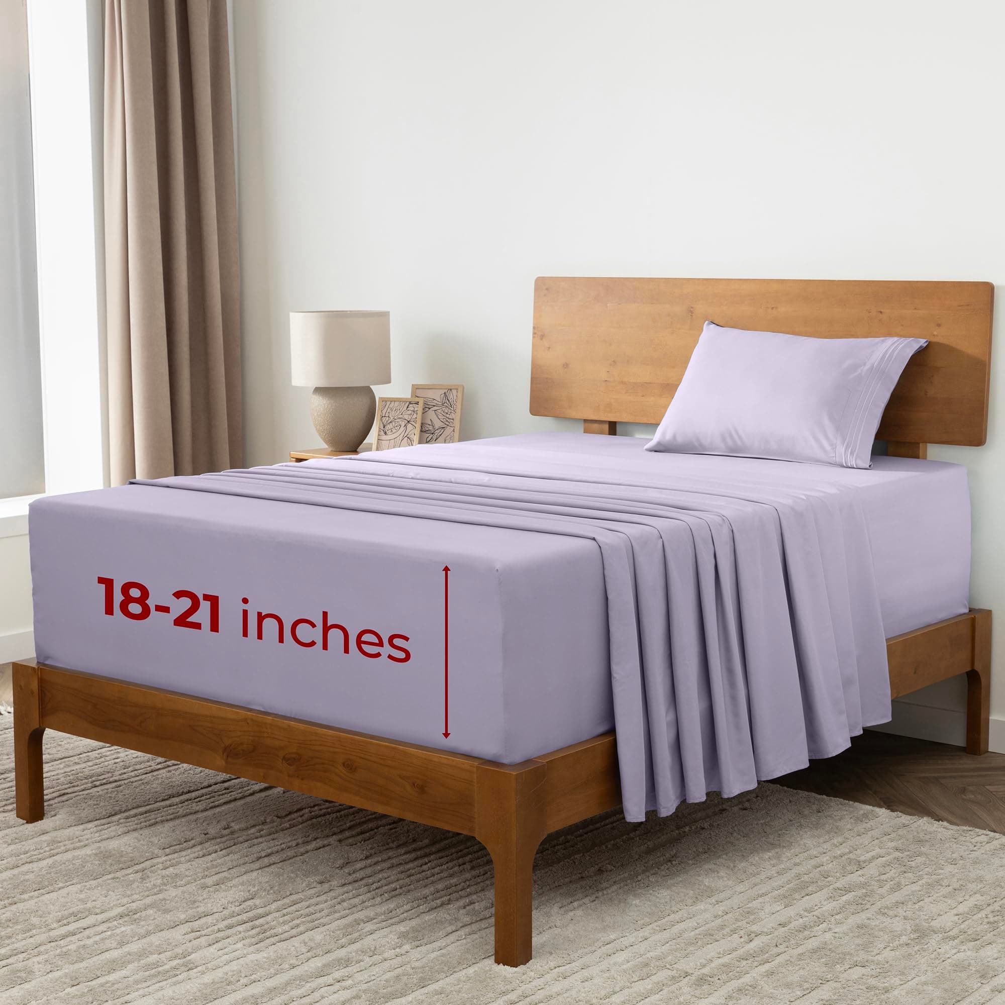 Mellanni Extra Deep Twin Sheets - 3 PC Iconic Collection Bedding - Hotel Luxury, Ultra Soft, Cooling Bed Sheets - Wrinkle, Fade, Stain Resistant (Twin, Lavender)