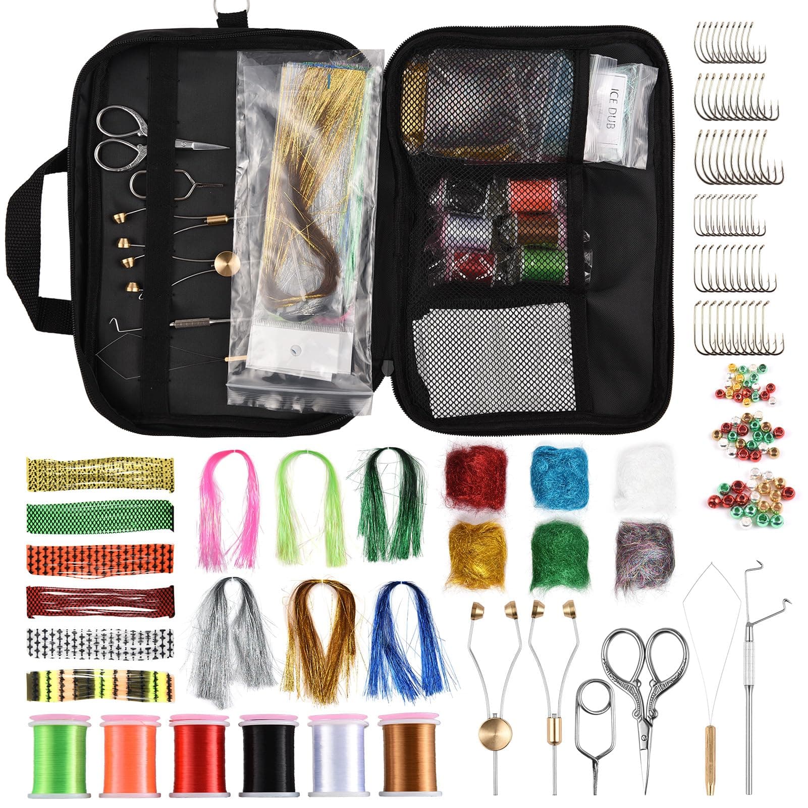 Joleritc 150pcs Fly Tying Tool and Fly Tying Materials Kit for Starter Fishing Lure Making