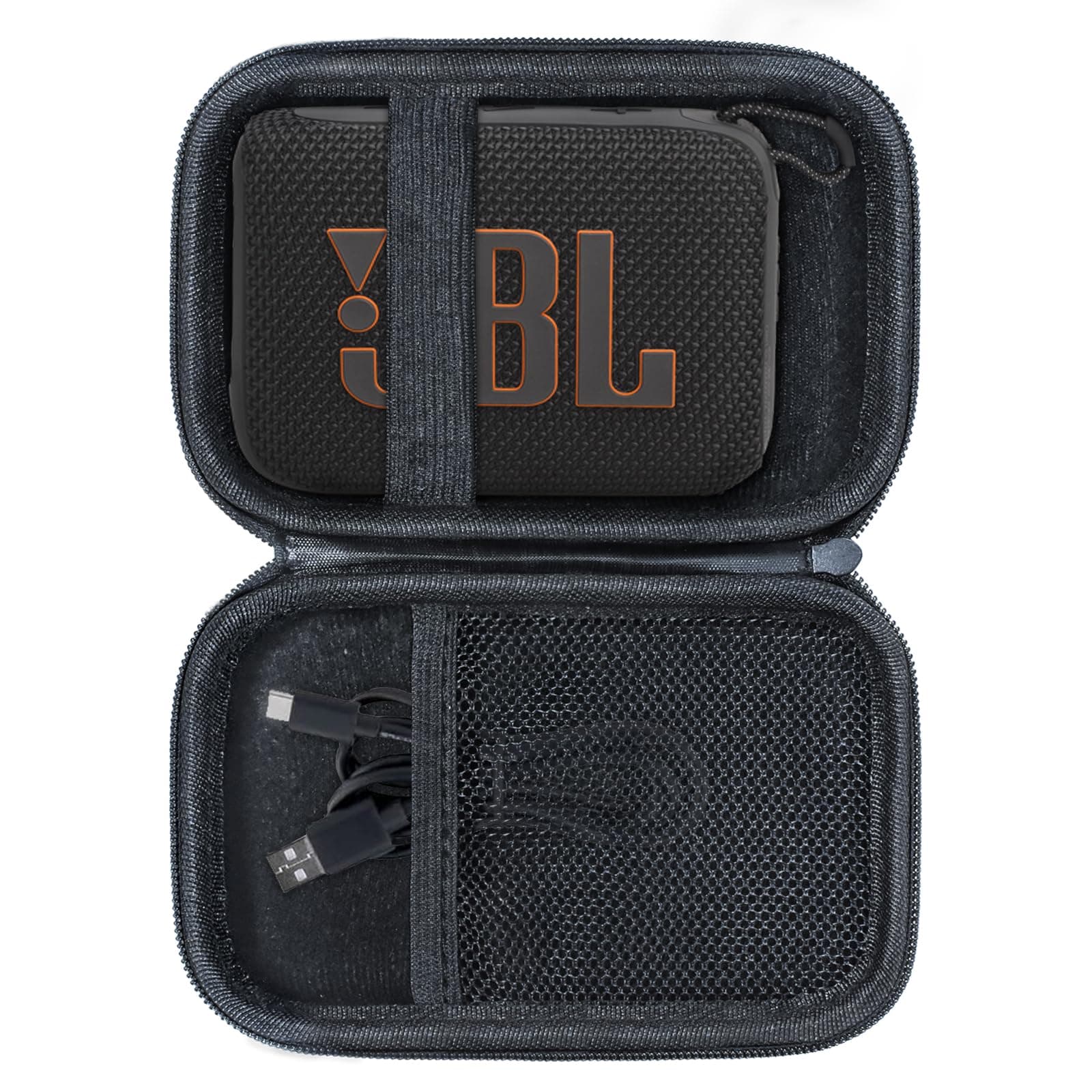 Case for JBL GO 4 GO 3 Portable Bluetooth Speaker, Eco Cover for JBL GO 4 Speaker with Adapter Slots, Waterproof and Dustproof Feature, Black - Case Only