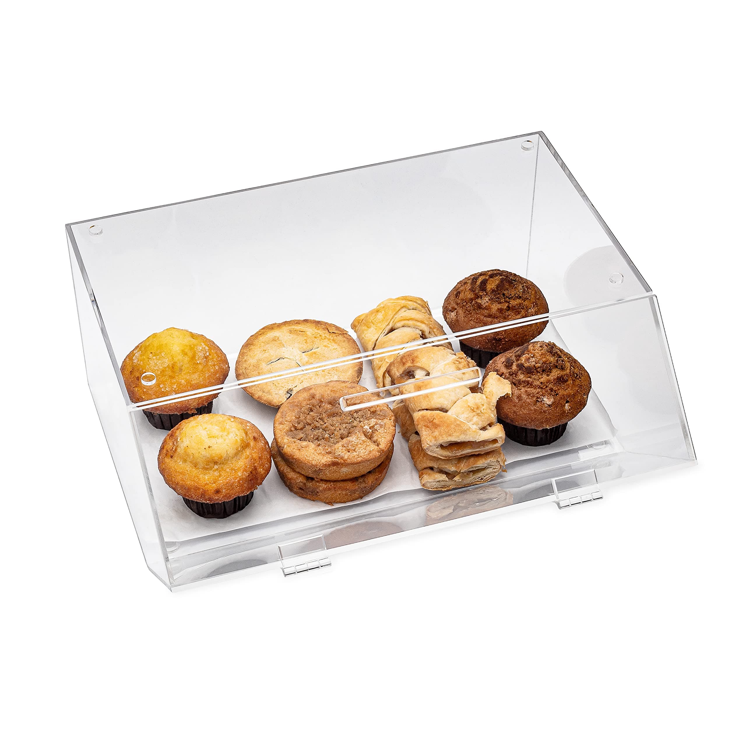 Bakery Display Case, Stackable Acrylic Pastry Case Box for Countertop - Retail, Commercial, Home, Portable Use for Bagels, Baked Goods, Bread, Donuts, Vegetables, More