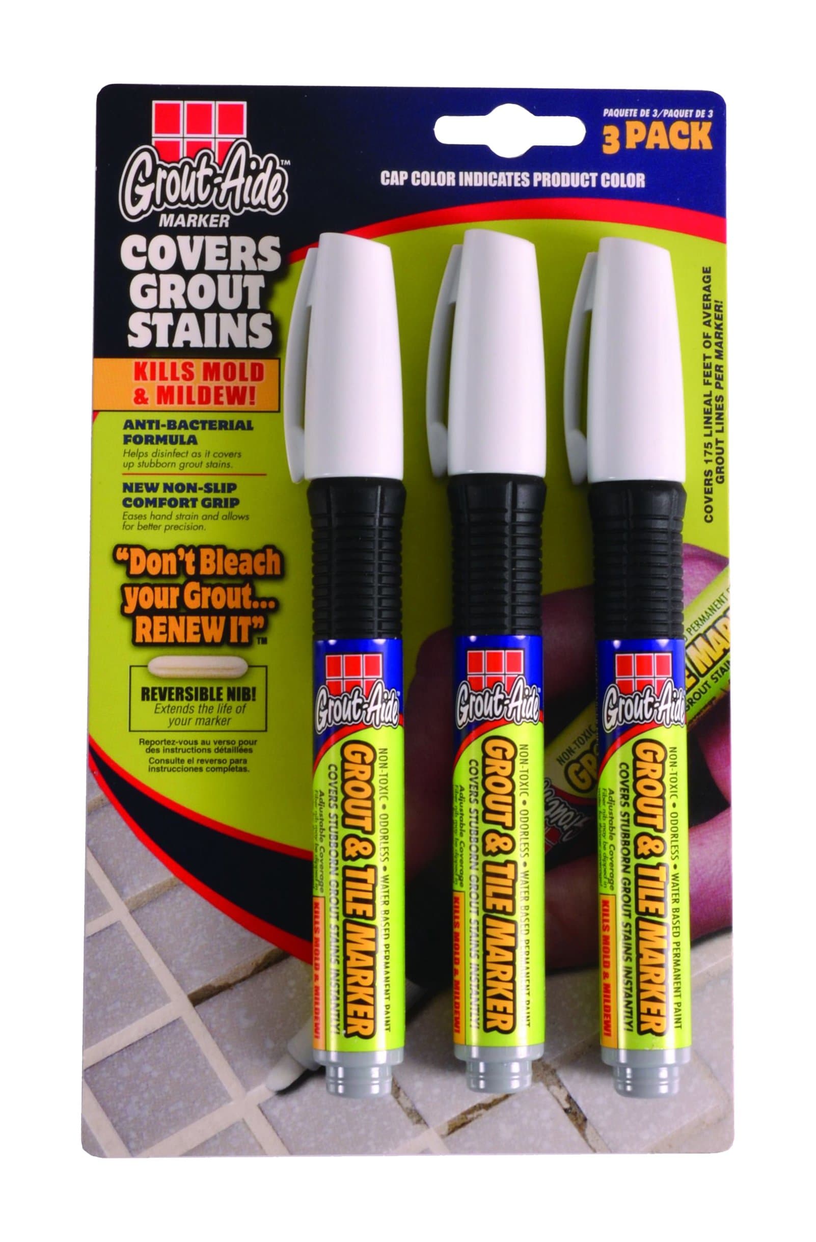 Grout-Aide Grout & Tile Marker, Gray (3 Pack) Restore Your Grout