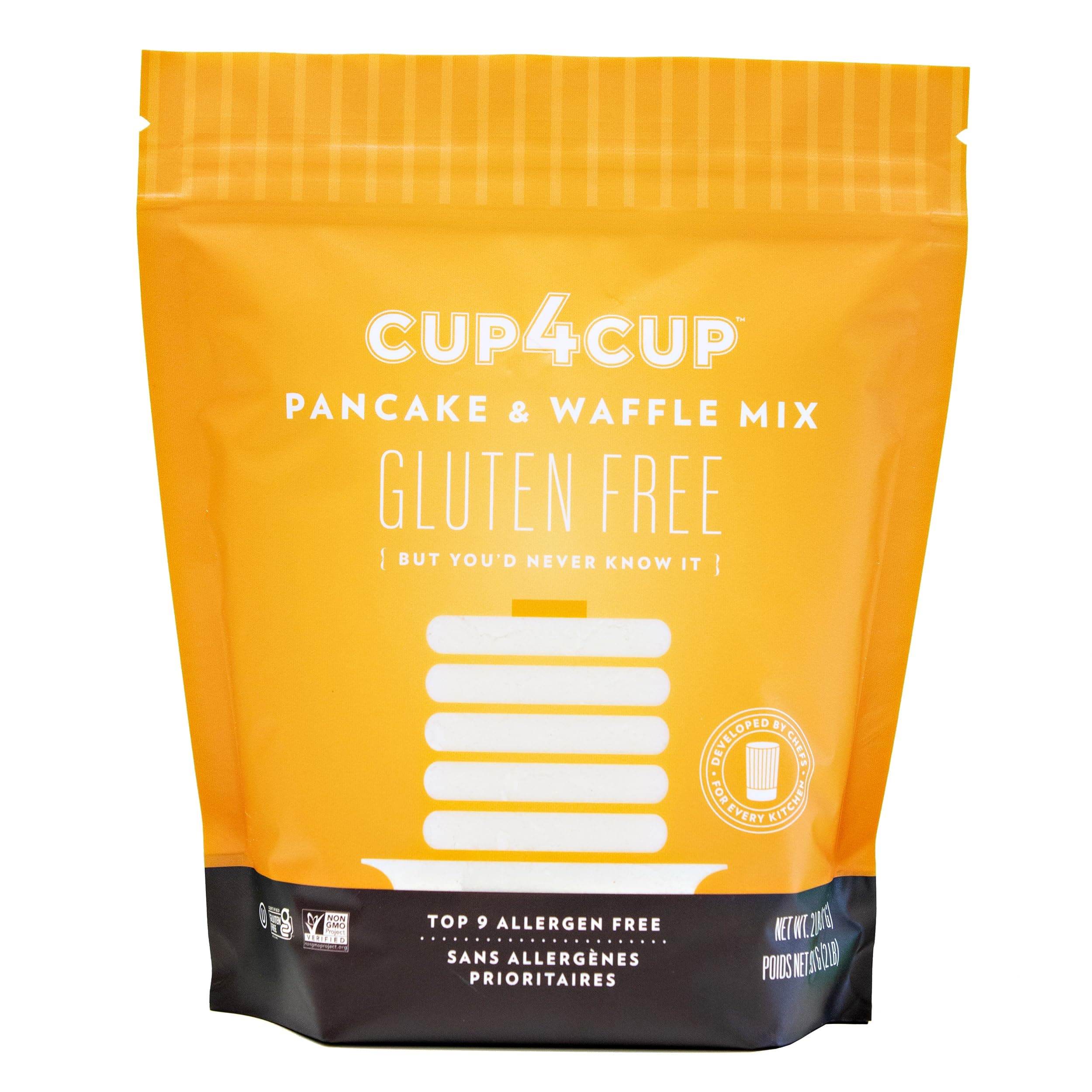 Cup4Cup Pancake and Waffle Mix, 2 Pounds, Certified Gluten Free, Dairy Free, Non-GMO, Kosher, Made in the USA