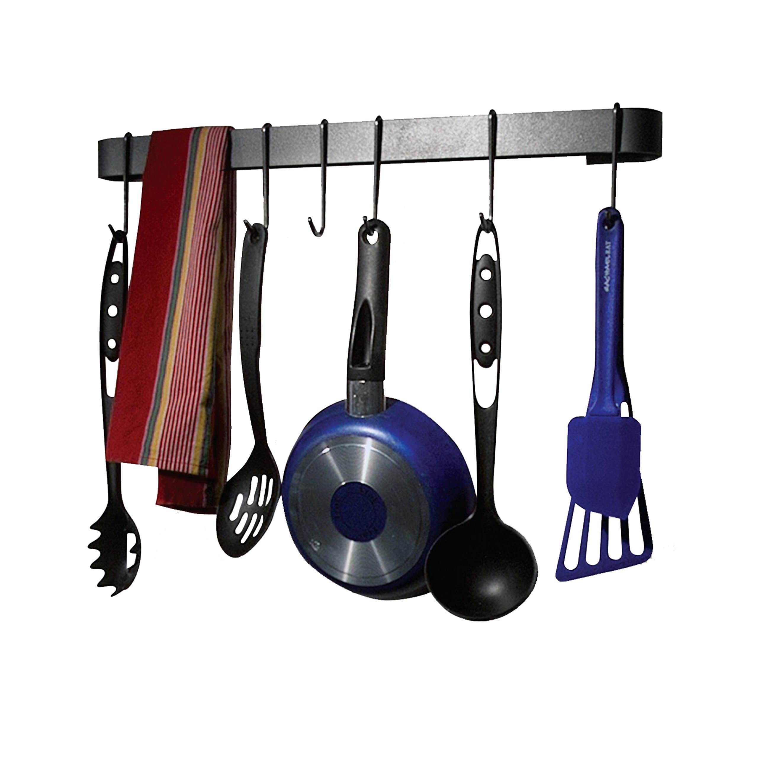 Rack It Up 22" Wall Rack Utensil Bar with 8 hooks,Steel Gray Hammertone