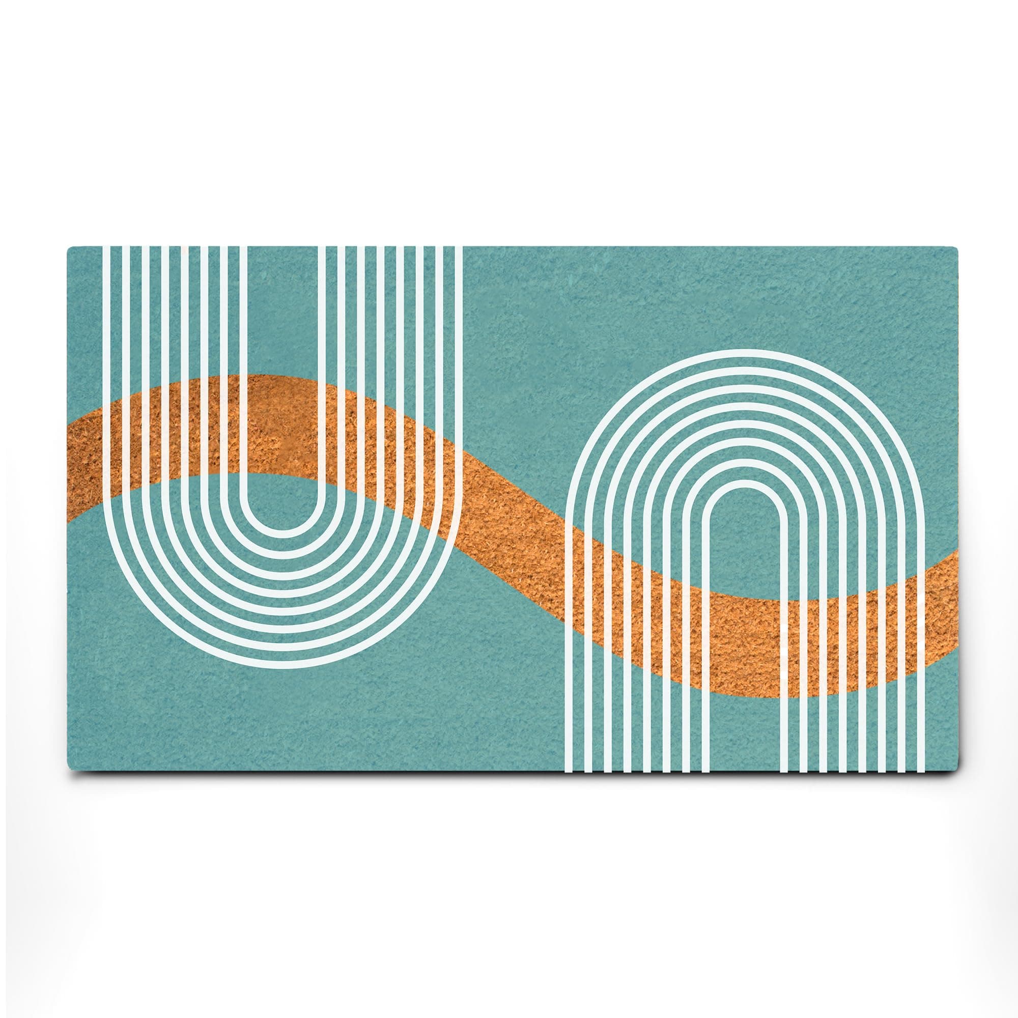 Coco Coir Door Mat with Heavy Duty Backing, Natural Welcome Blue Abstract Doormat, 17.5”x 30” for Entrance, Front Porch, Easy to Clean Entry Mat, Outdoor and Indoor Uses