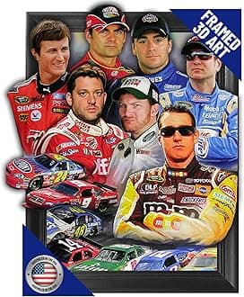 Racing Stars 3D Poster Wall Art Decor Framed Print | 14.5x18.5 | Lenticular Posters & Pictures | Memorabilia Gifts for Guys & Girls Bedroom | Kyle Busch, Dale Earnhardt Jr, Jeff Gordon Picture